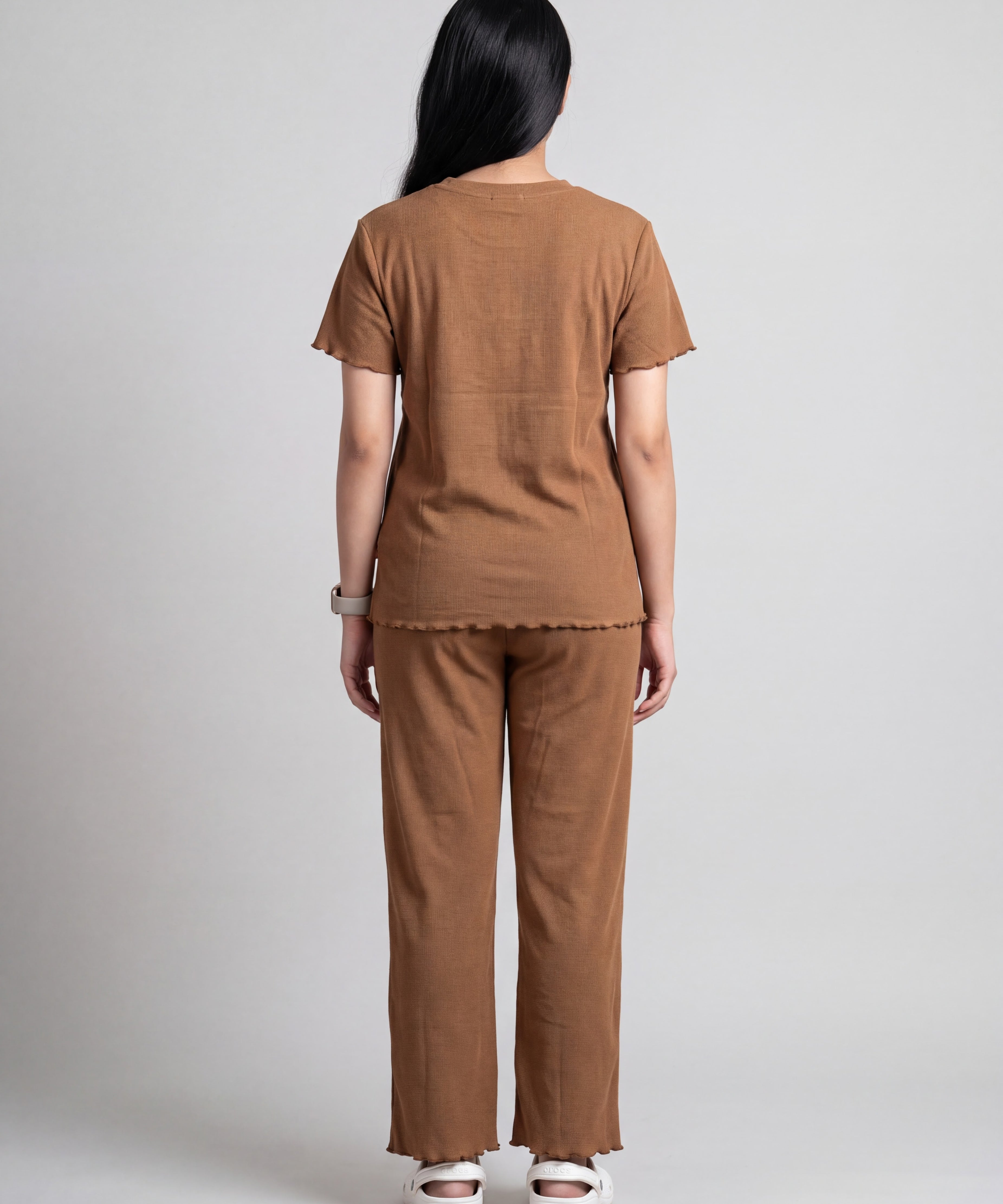 Women’s Premium Waffle Loungewear Set - Brown