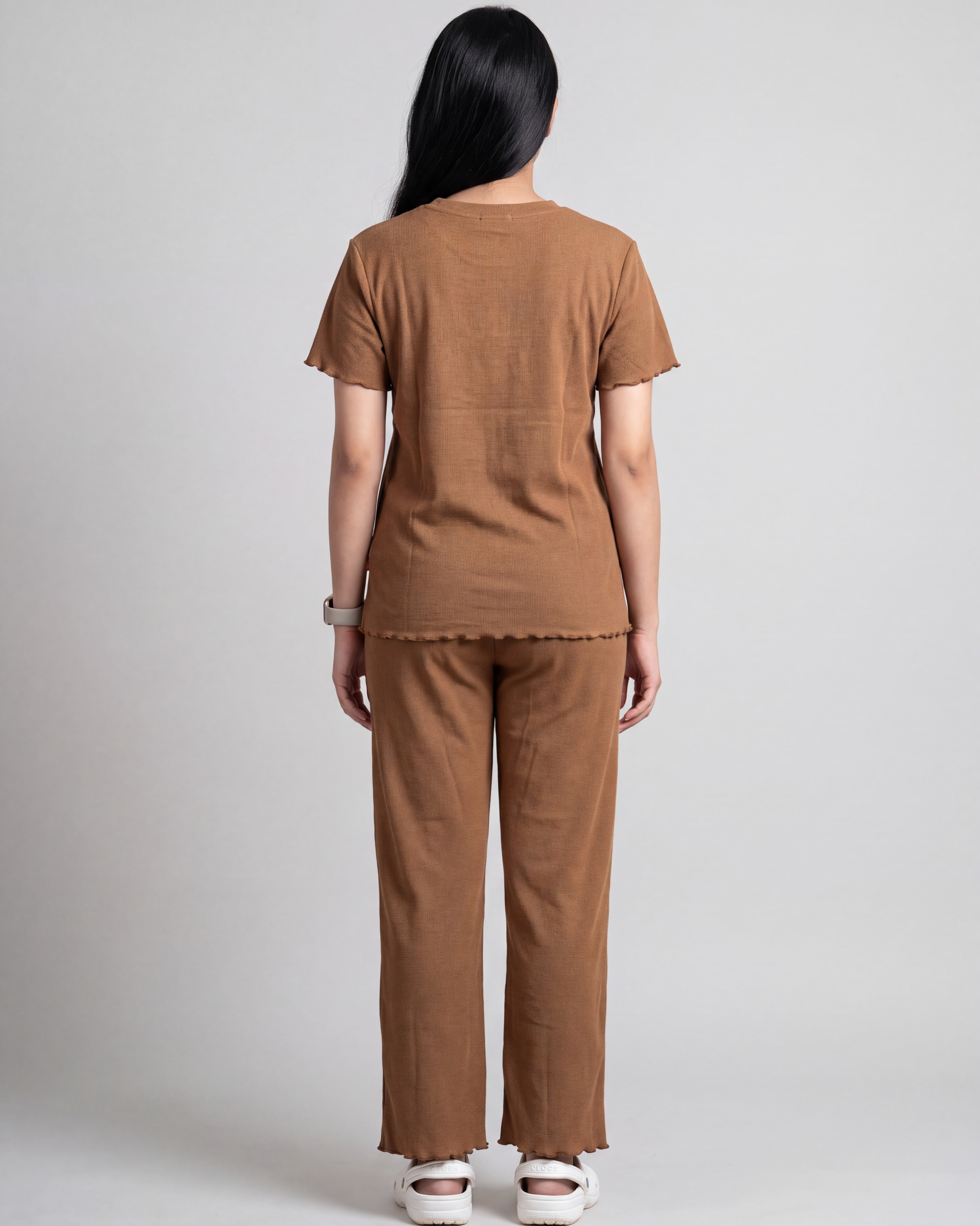 Women’s Premium Waffle Loungewear Set - Brown