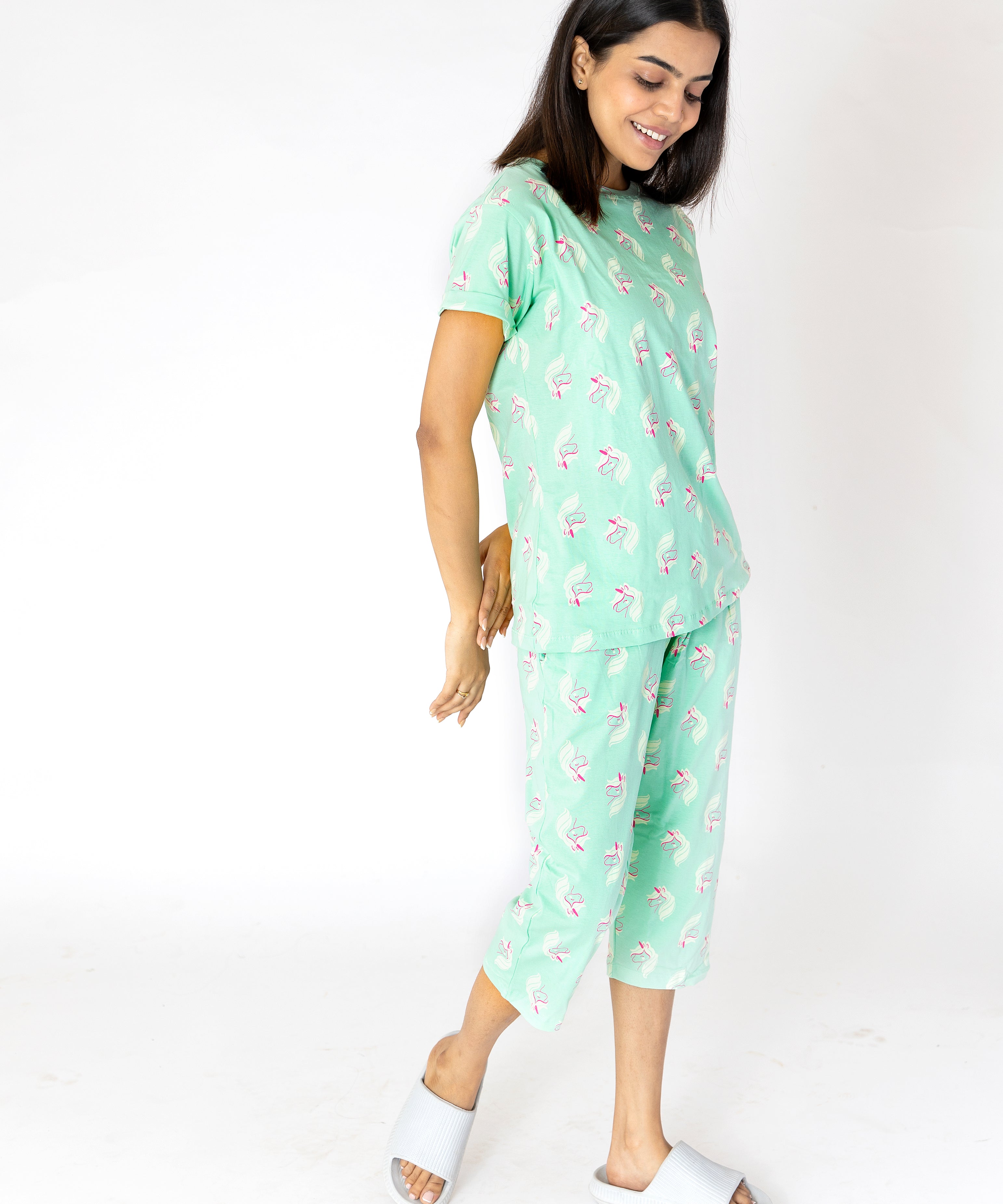 Unicorn printed Womens Nightwear Capri Set