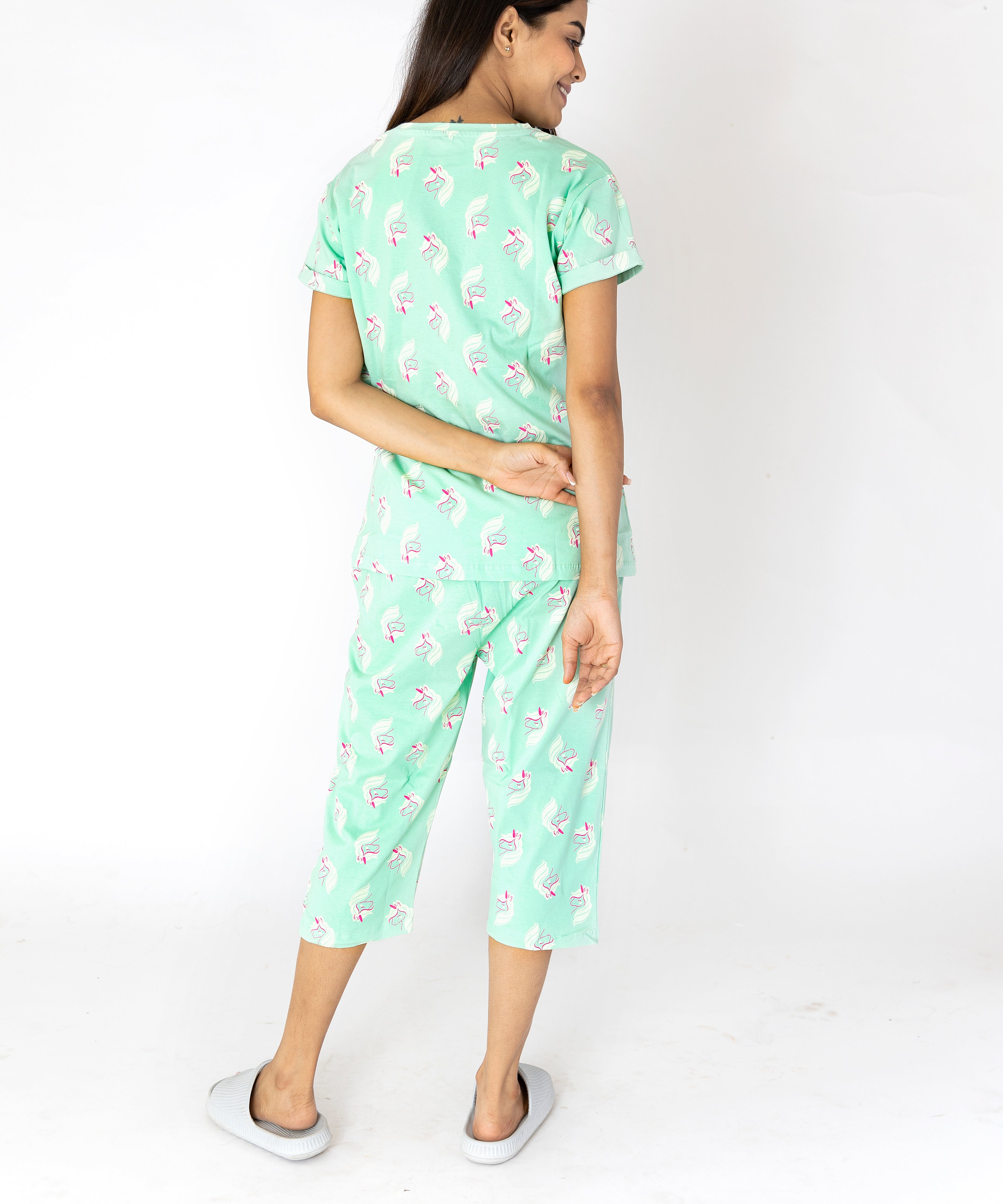 Unicorn printed Womens Nightwear Capri Set