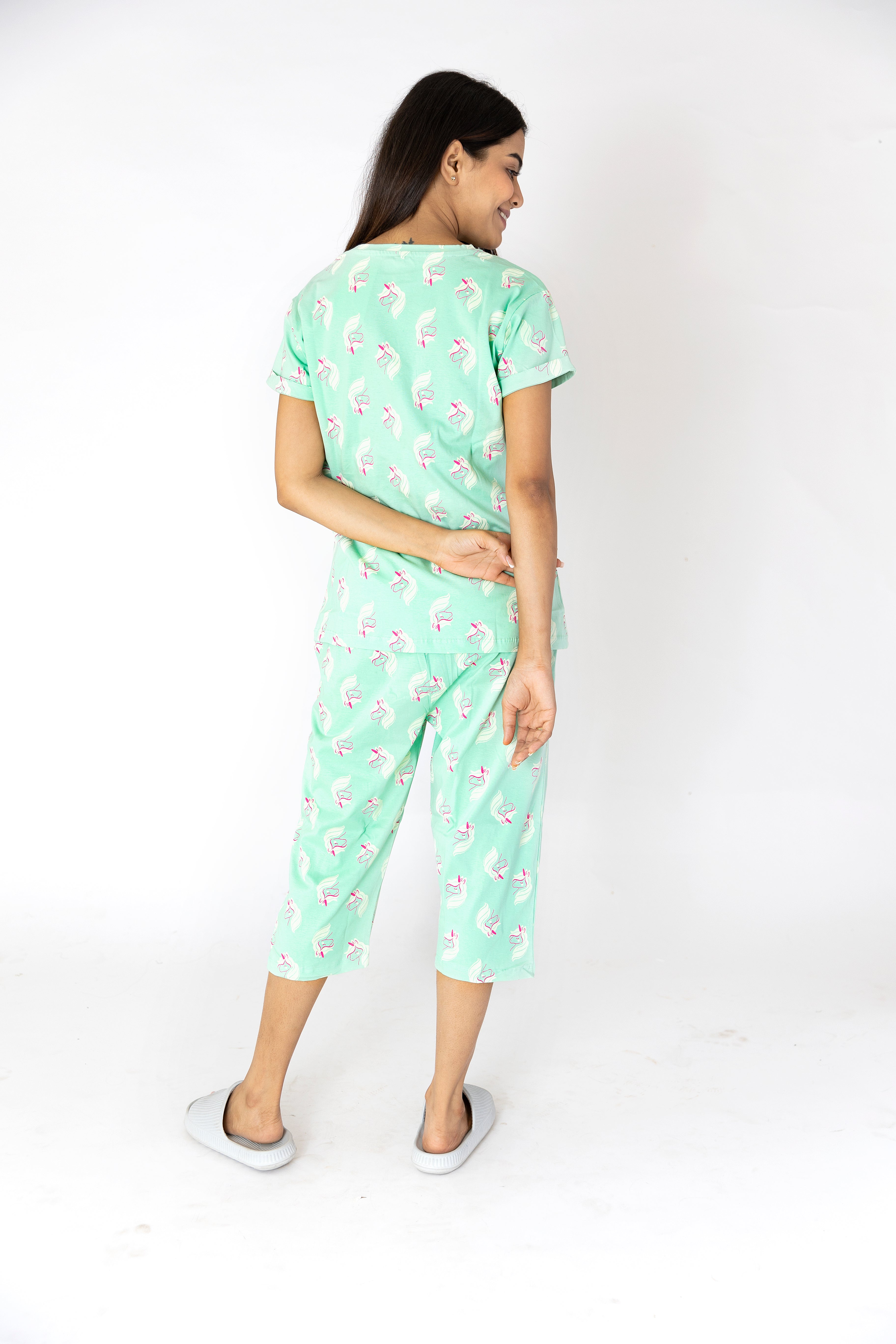 Unicorn printed Womens Nightwear Capri Set