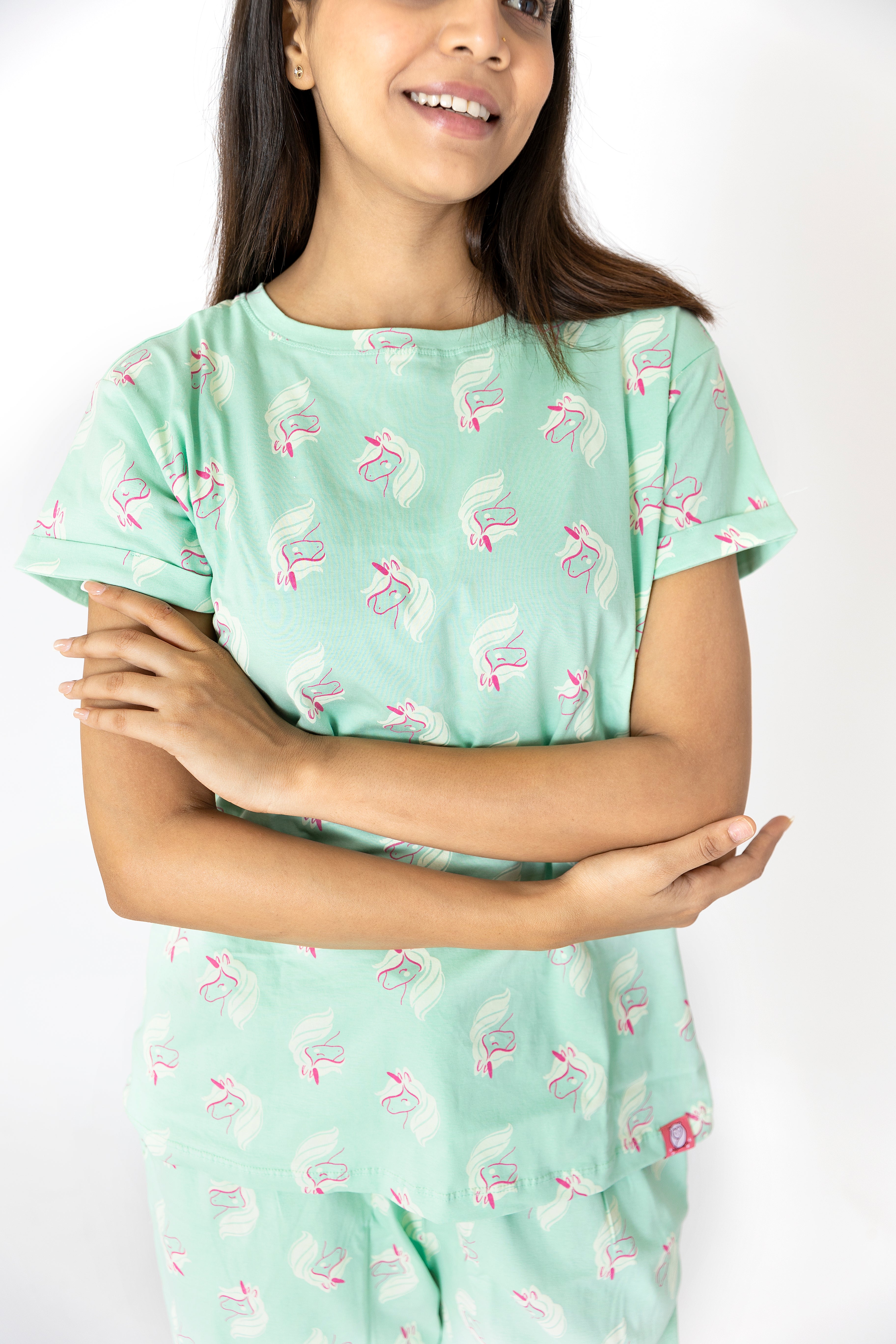 Unicorn printed Womens Nightwear Capri Set