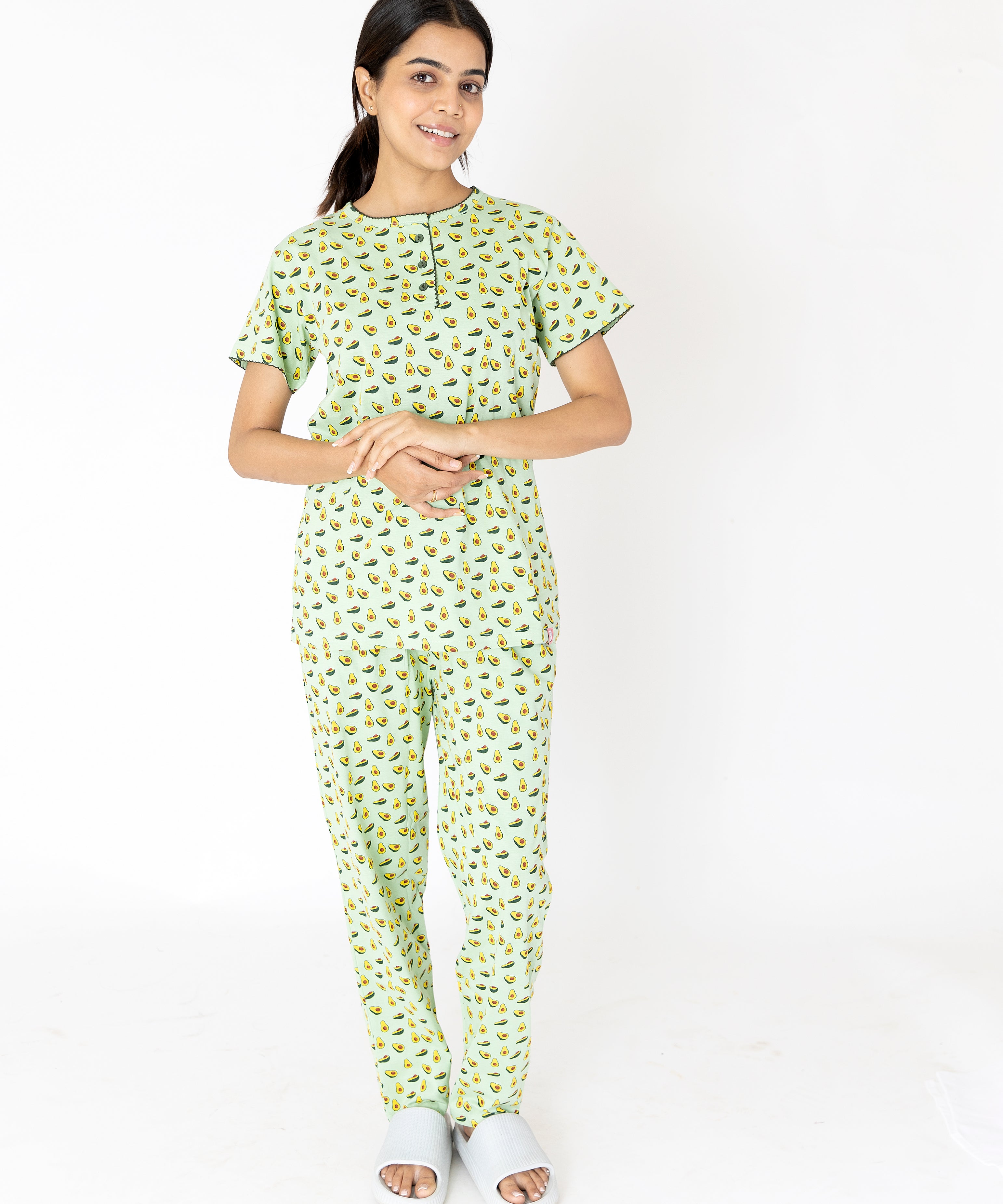 Avocado printed Womens Top & Pyjama Set