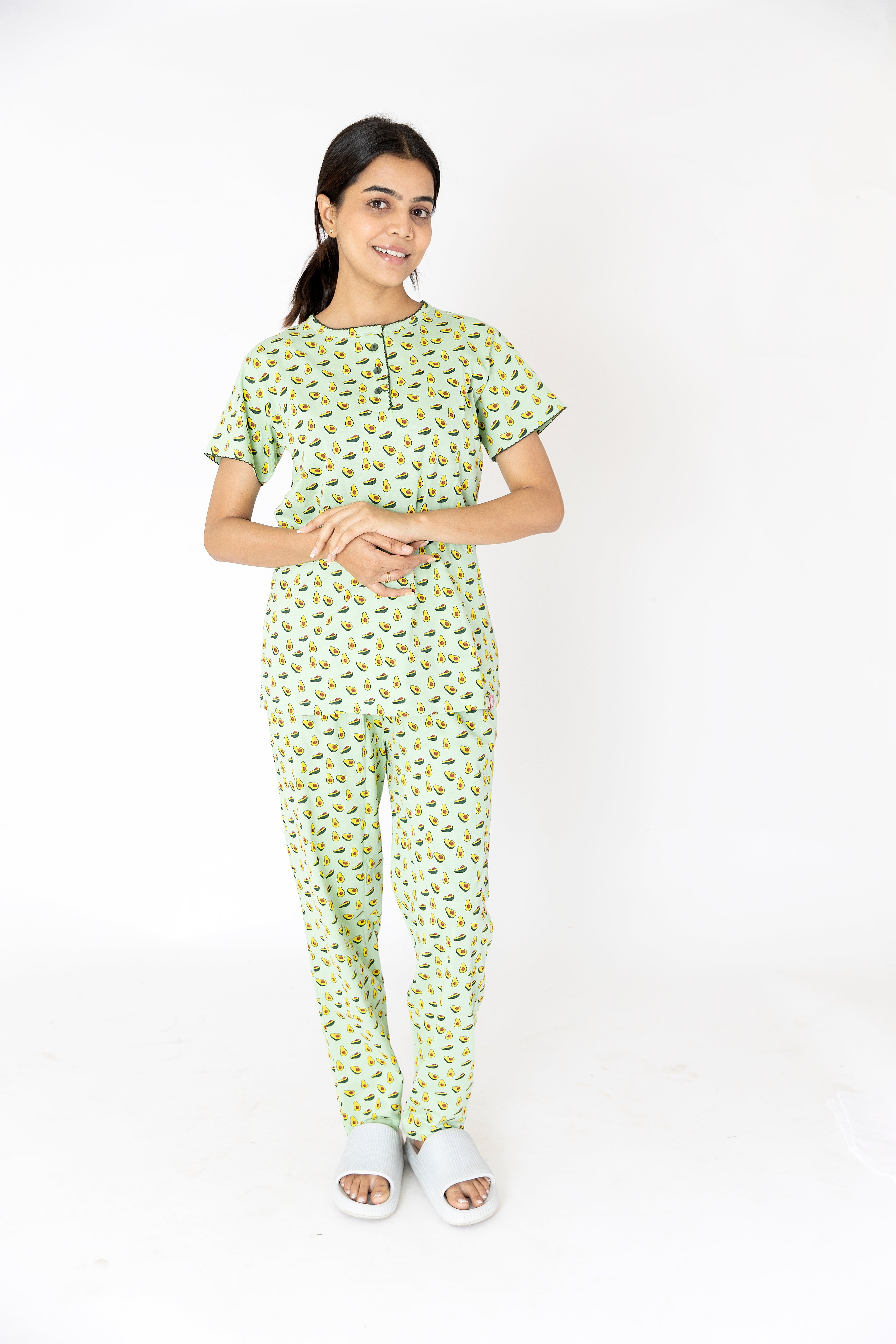 Avocado printed Womens Top & Pyjama Set