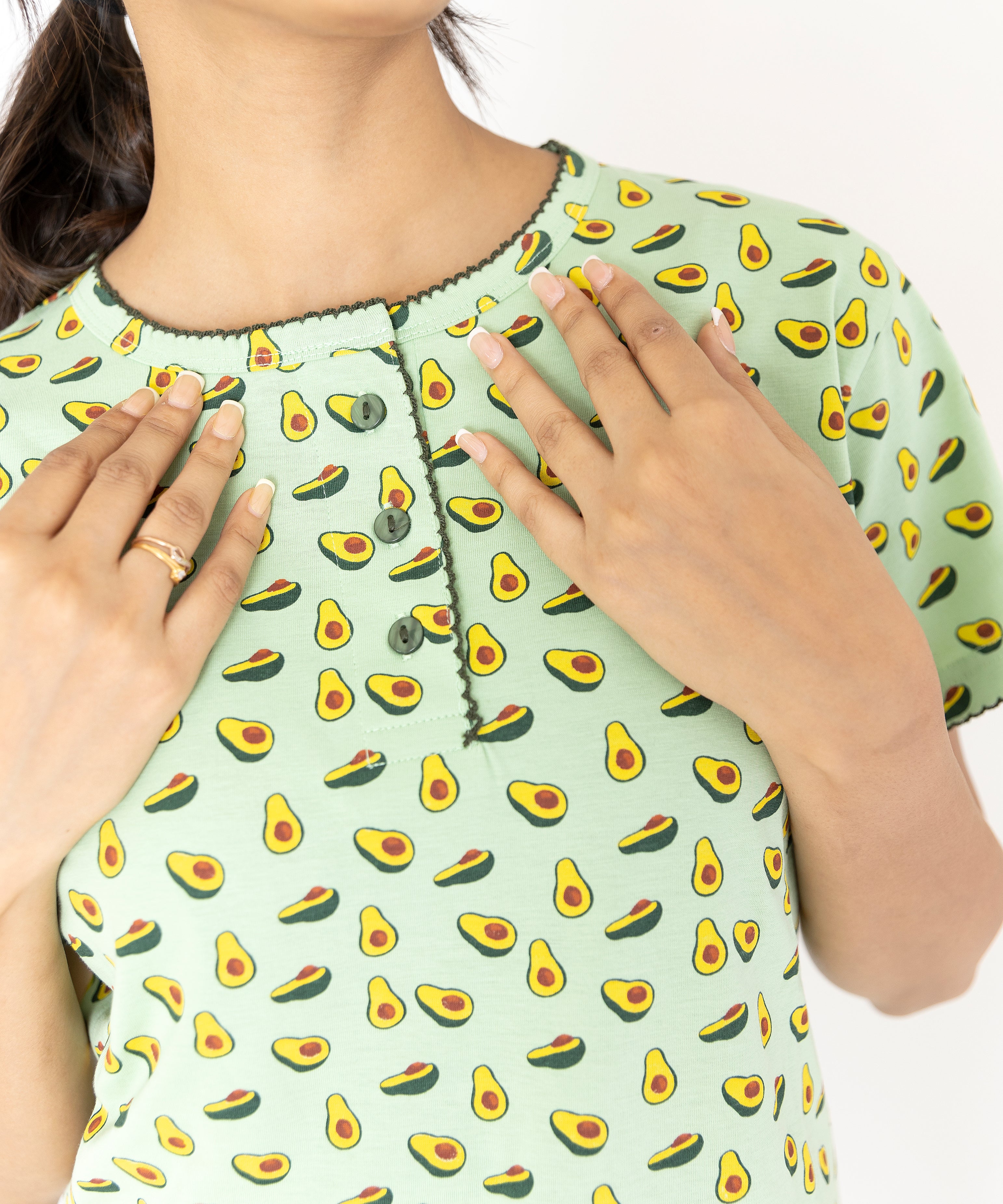 Avocado printed Womens Top & Pyjama Set