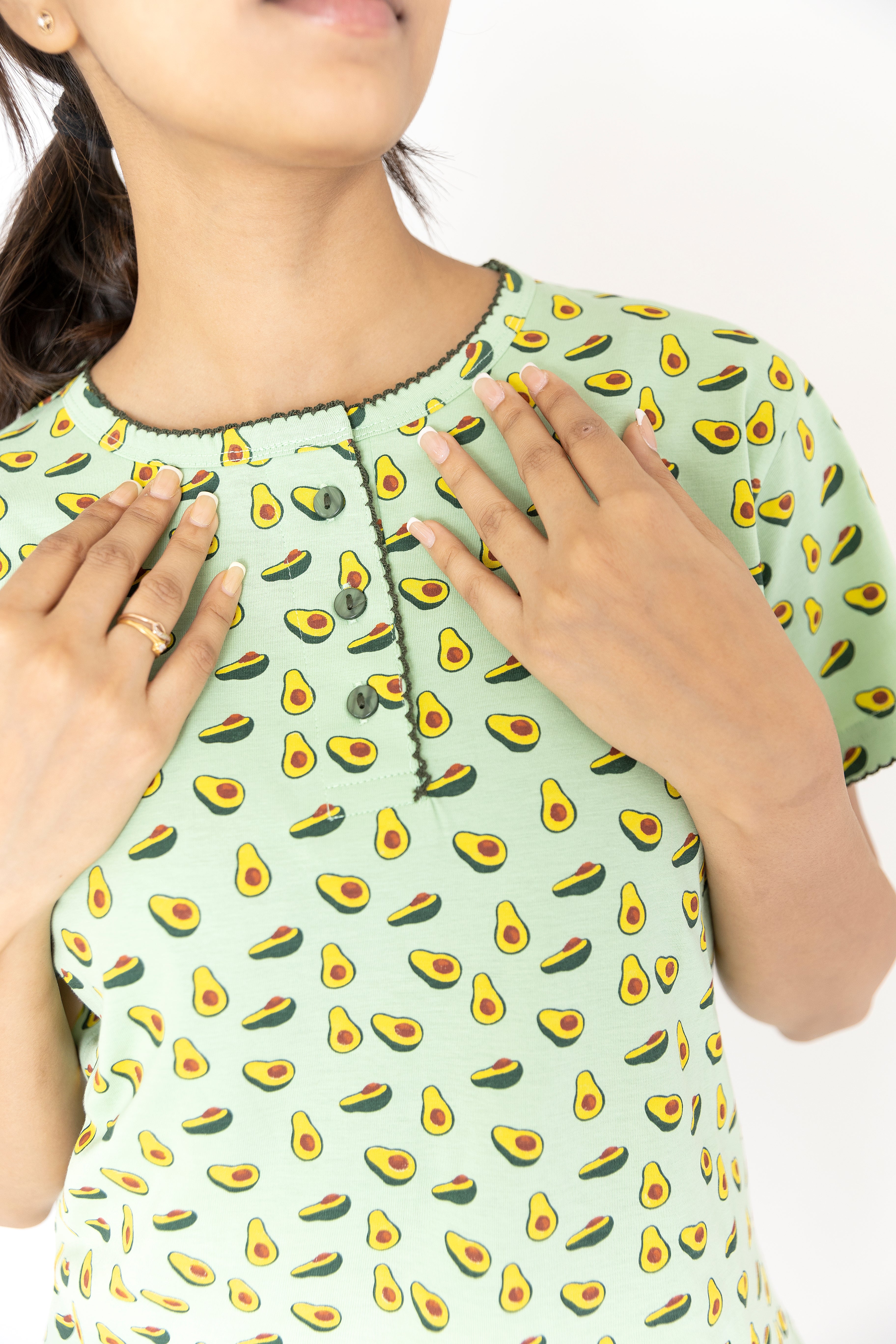 Avocado printed Womens Top & Pyjama Set