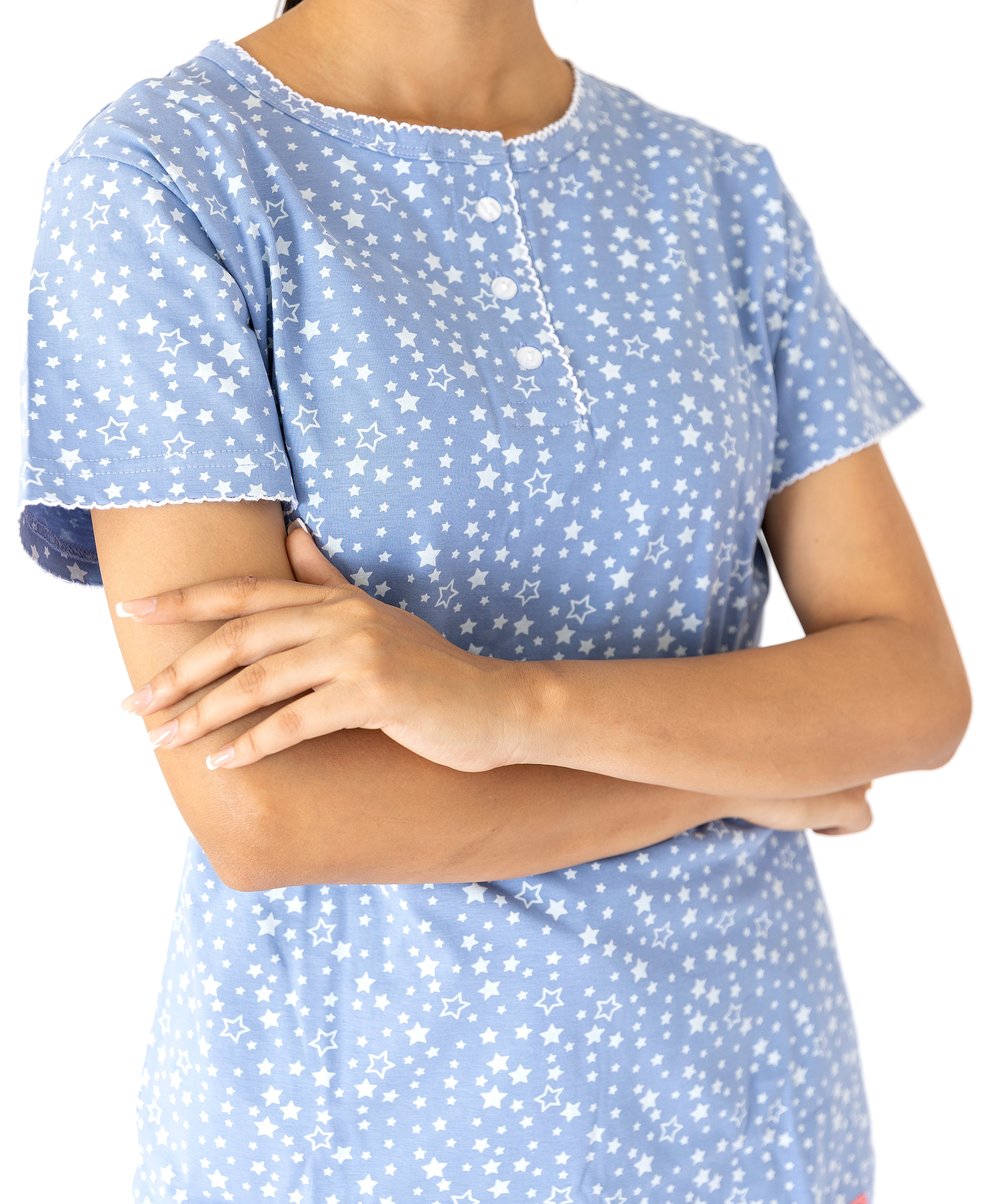 Star print SkyBlue Womens Top & Pyjama Set