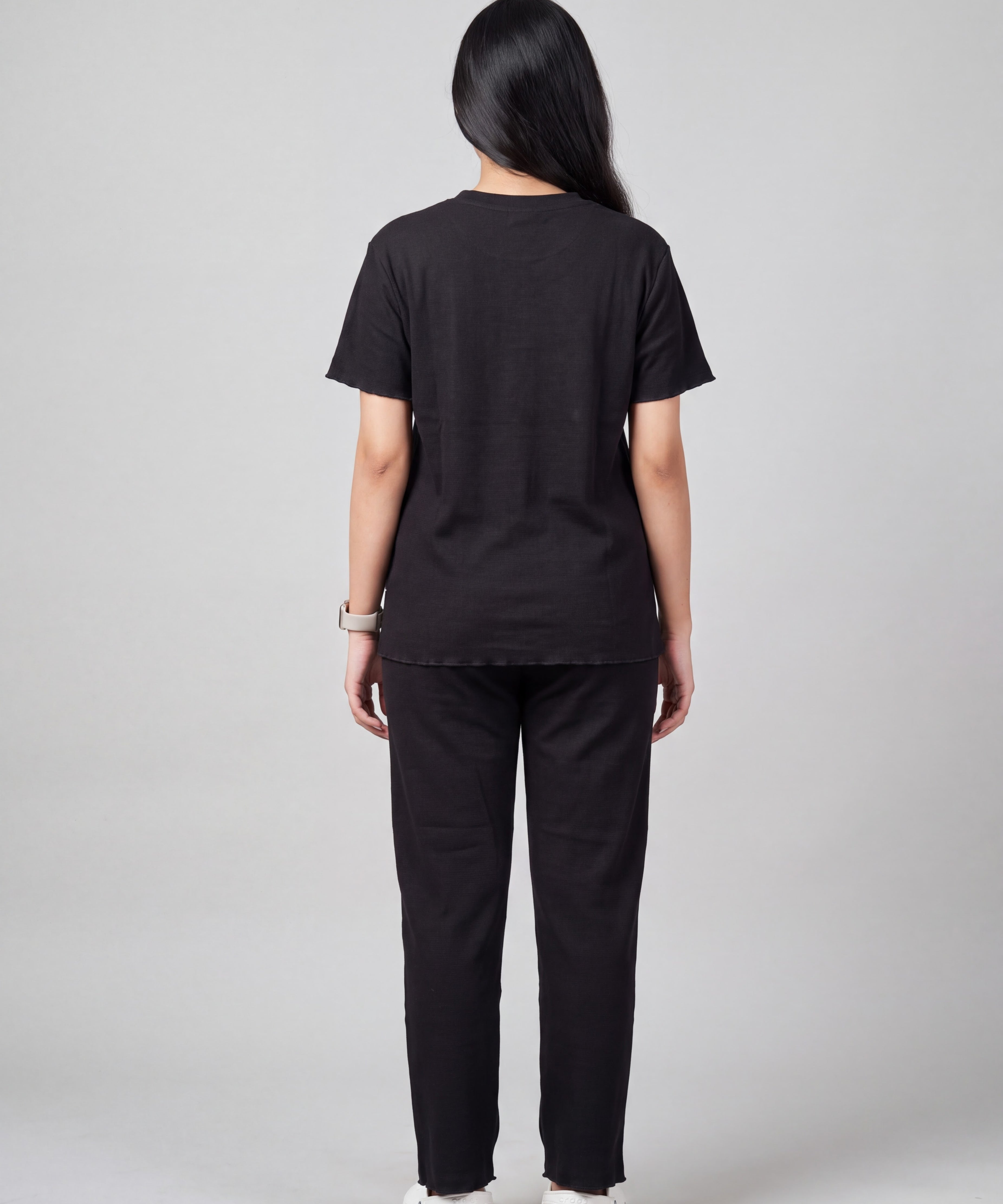 Women’s Premium Waffle Loungewear Set - Black