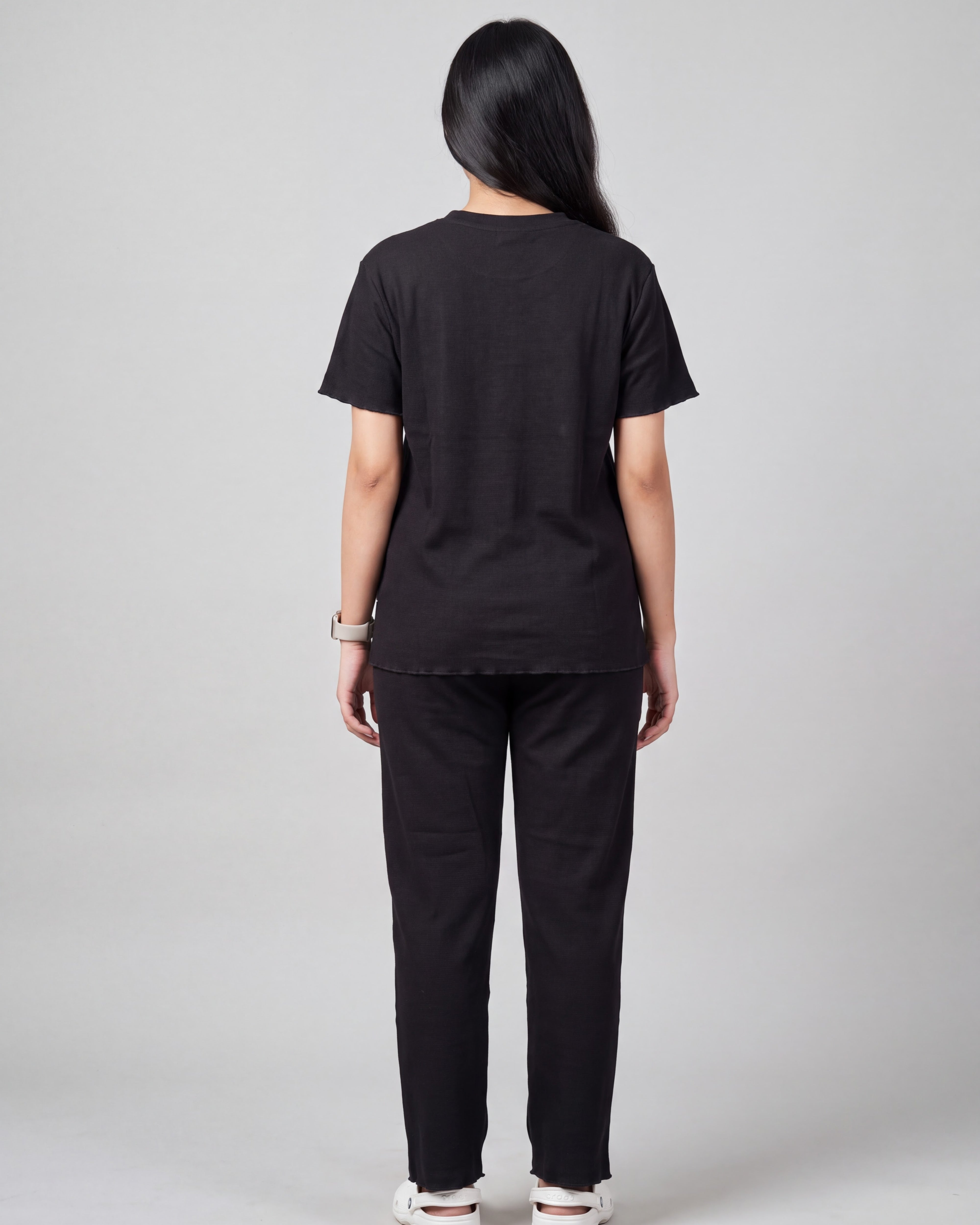 Women’s Premium Waffle Loungewear Set - Black
