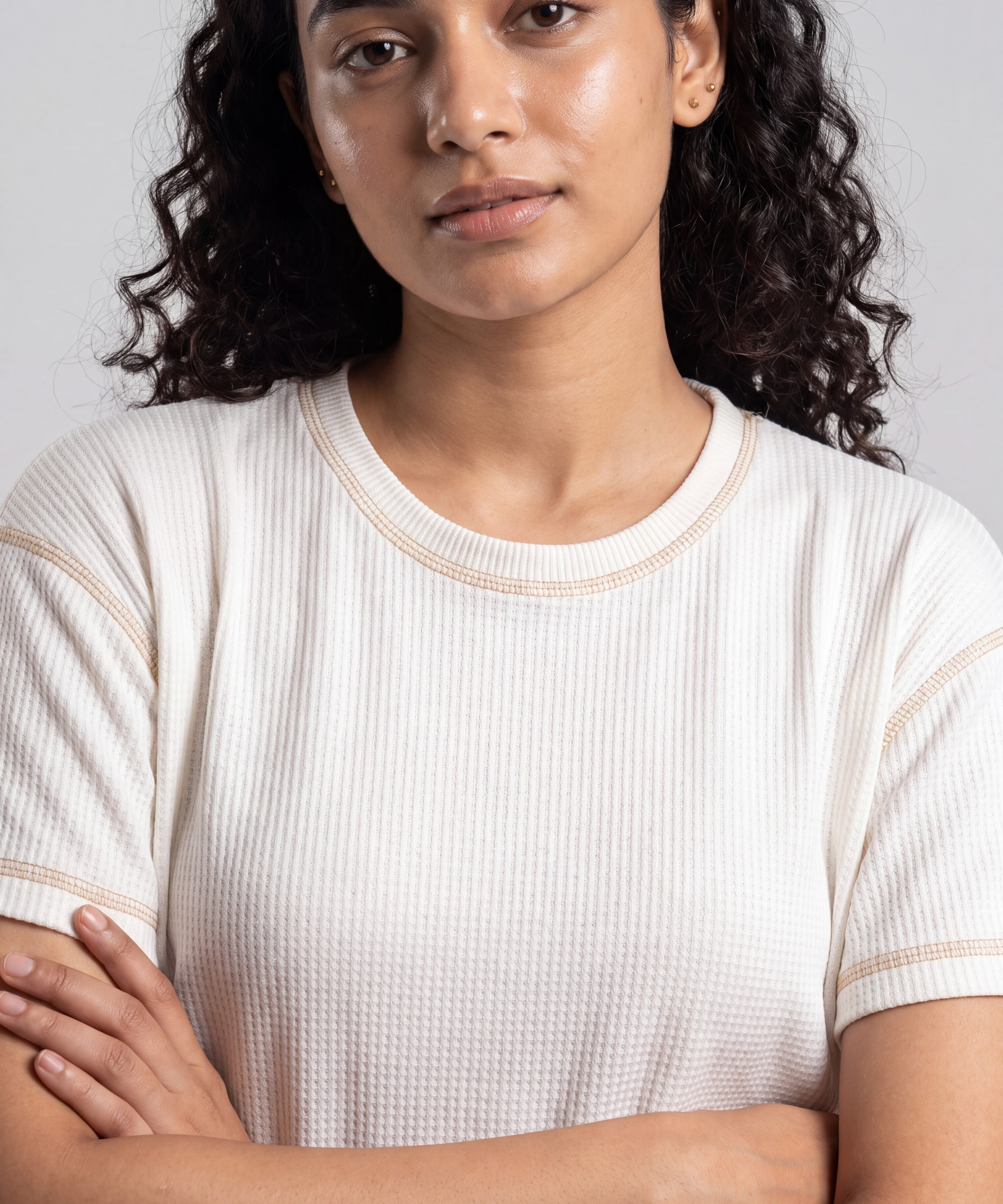 Ivory Drop Shoulder Textured Loungewear Set