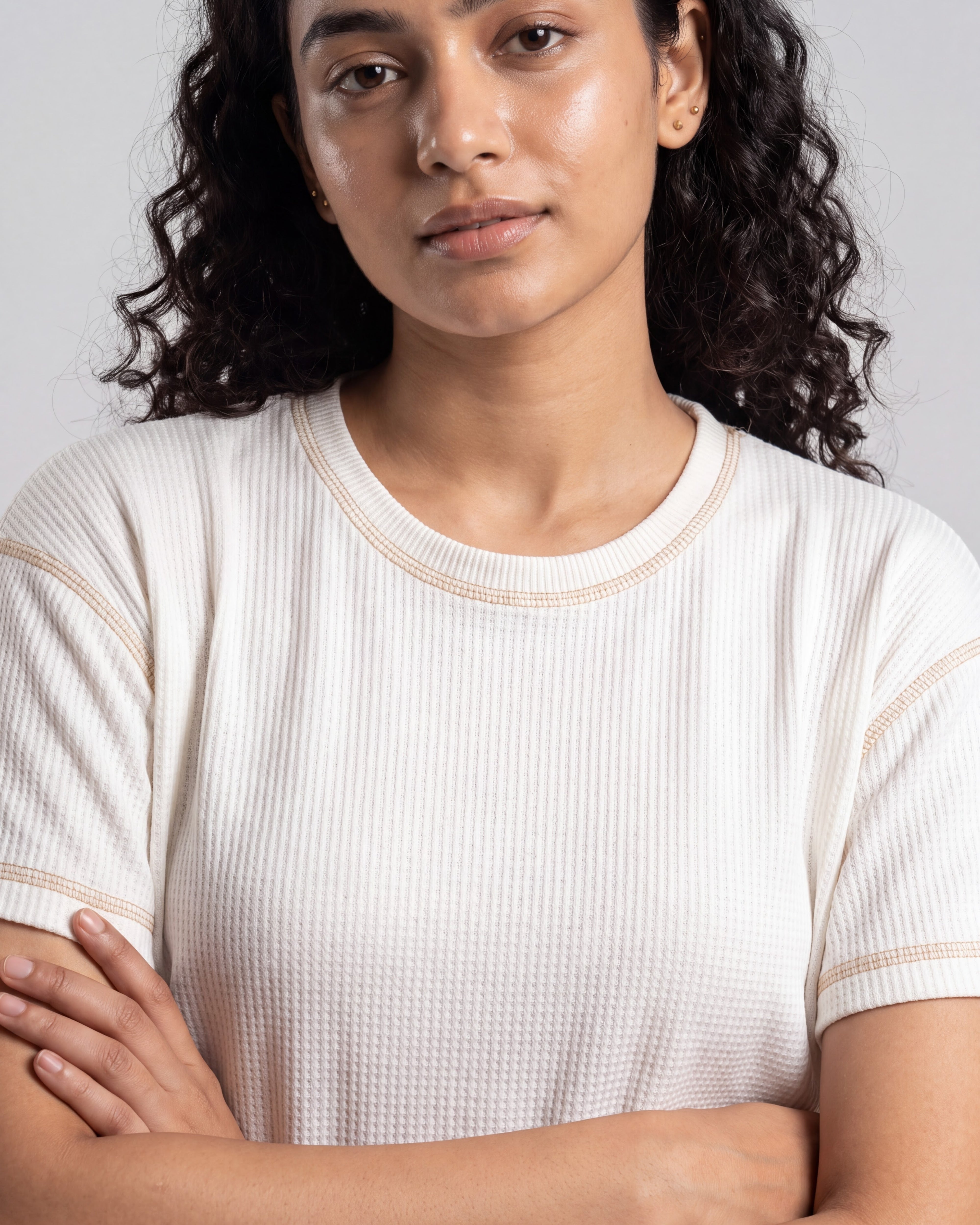 Ivory Drop Shoulder Textured Loungewear Set