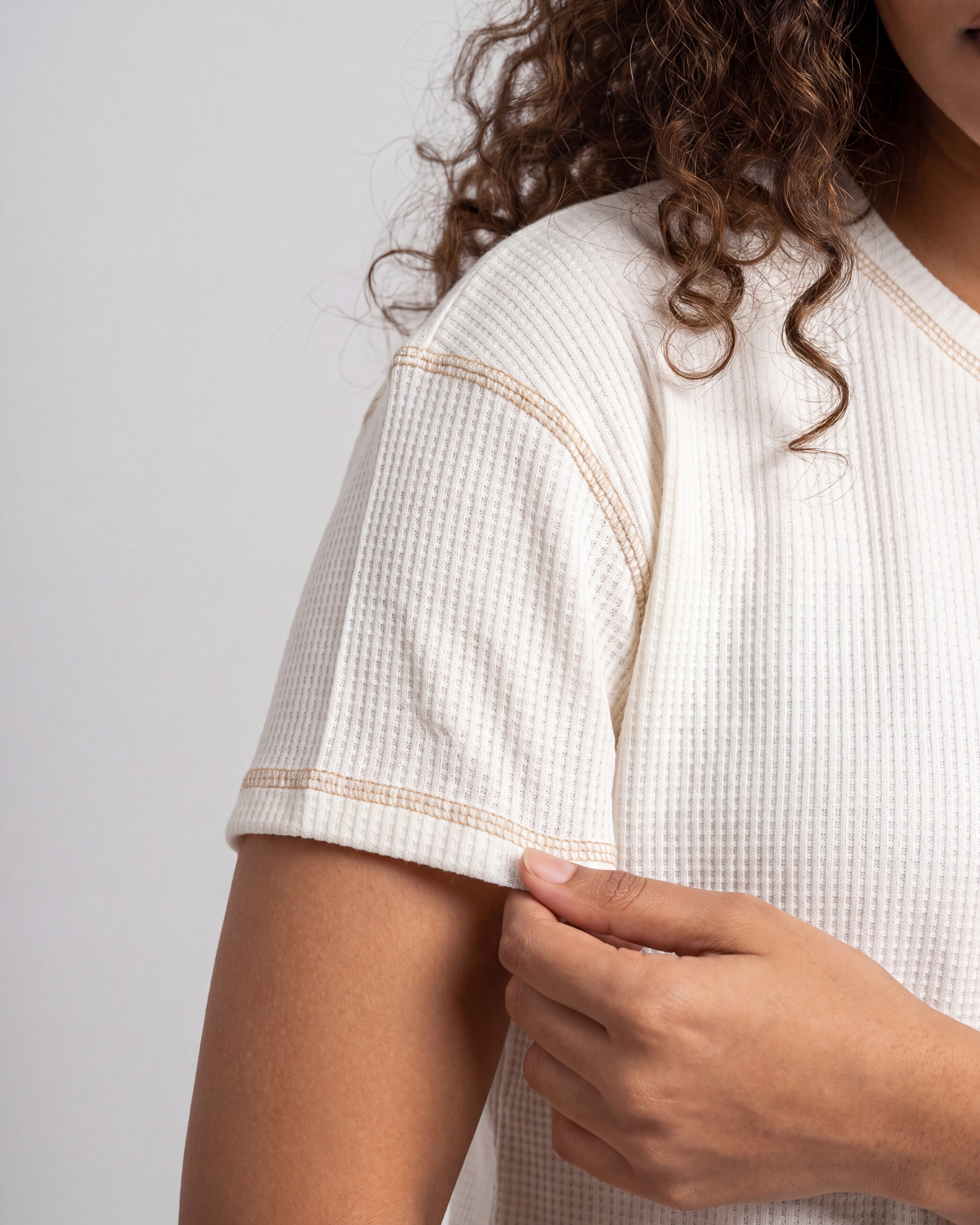 Ivory Drop Shoulder Textured Loungewear Set