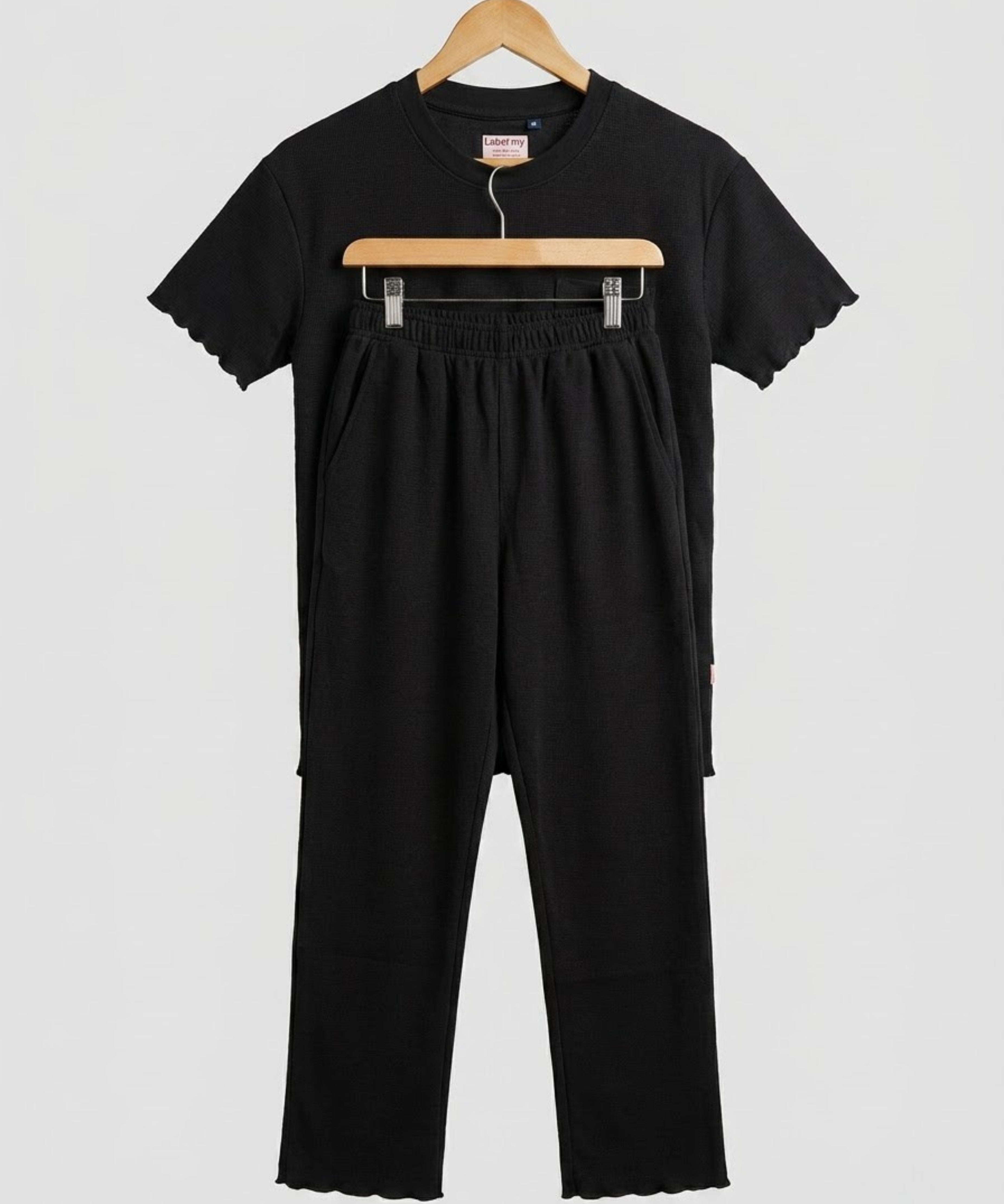 Women’s Premium Waffle Loungewear Set - Black
