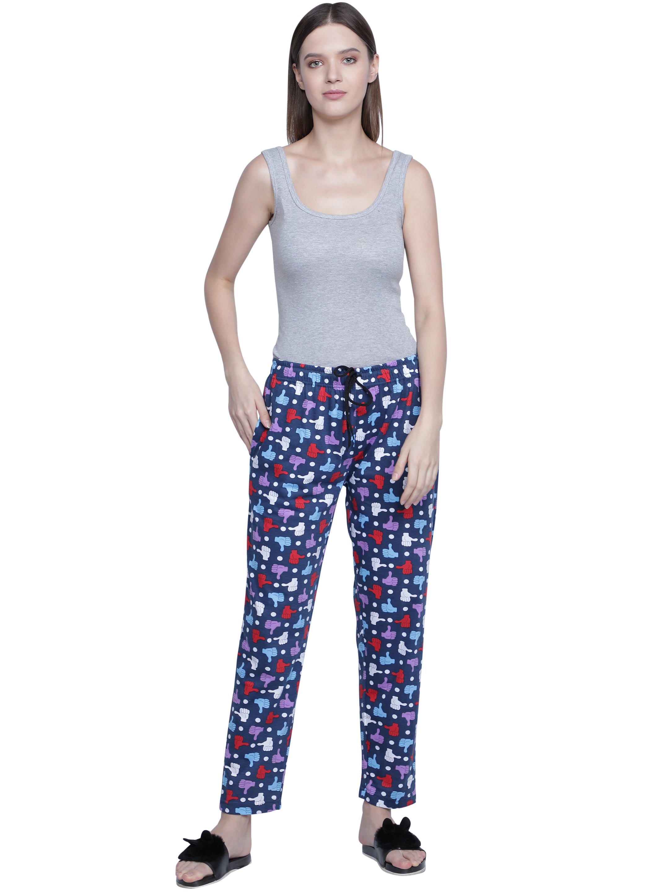 Women's Navy Thumbs Up Pyjama - Quirky & Comfortable Loungewear