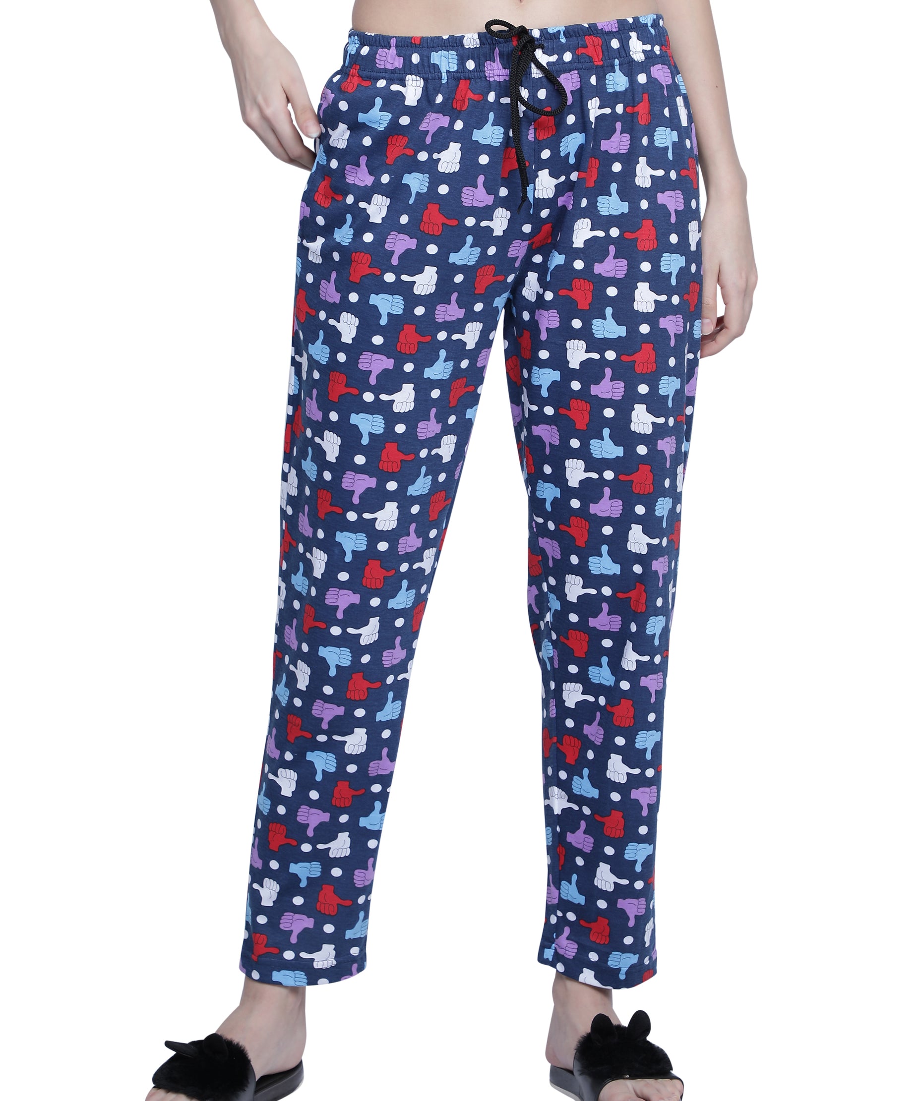 Women's Navy Thumbs Up Pyjama - Quirky & Comfortable Loungewear