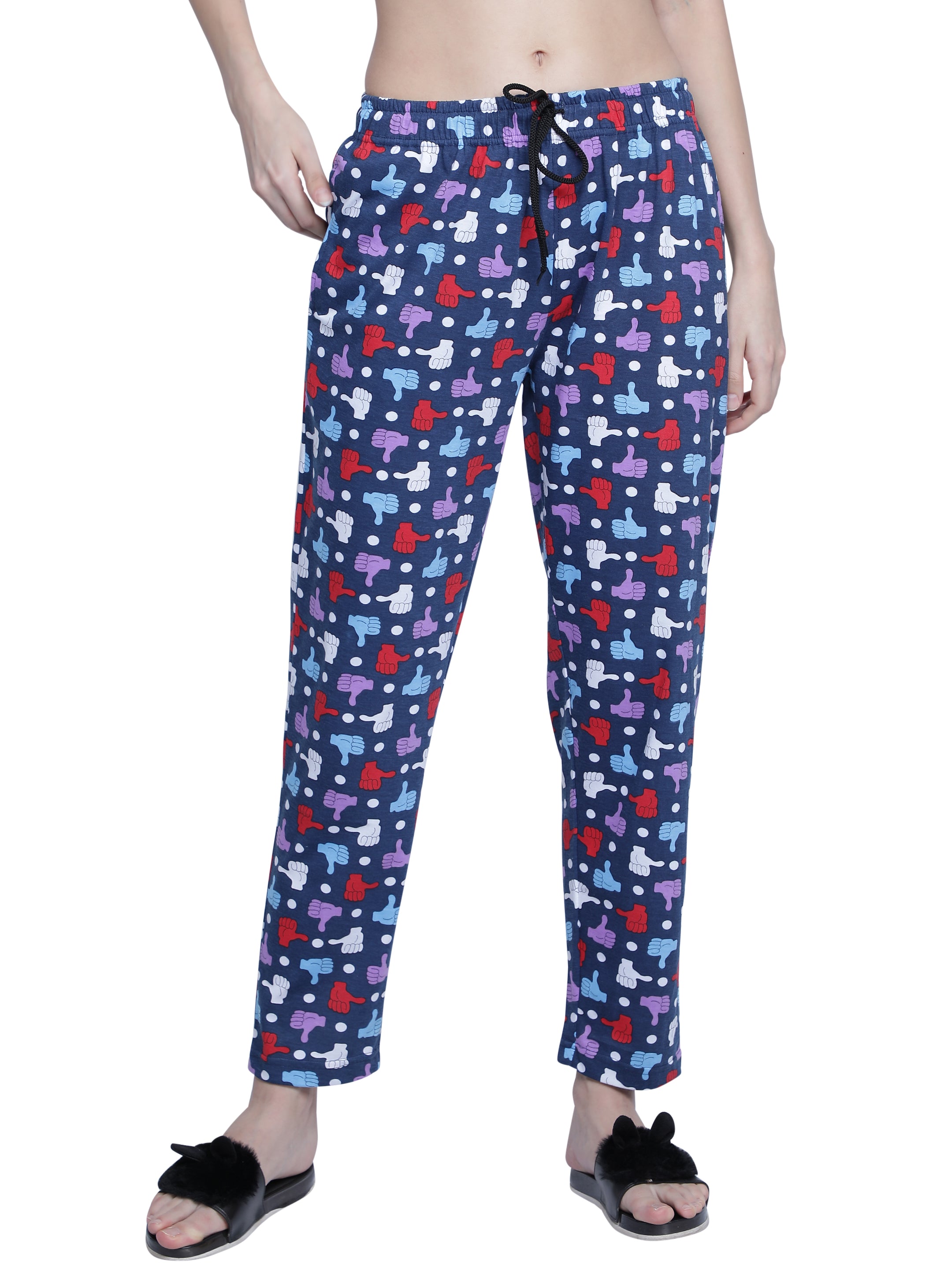 Women's Navy Thumbs Up Pyjama - Quirky & Comfortable Loungewear