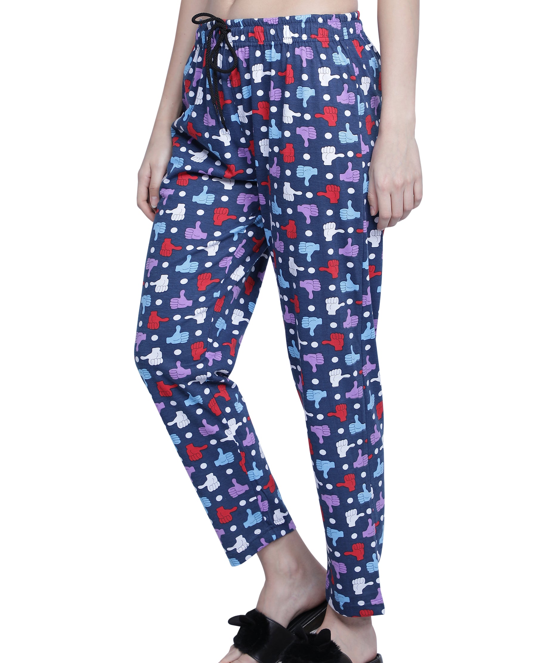 Women's Navy Thumbs Up Pyjama - Quirky & Comfortable Loungewear