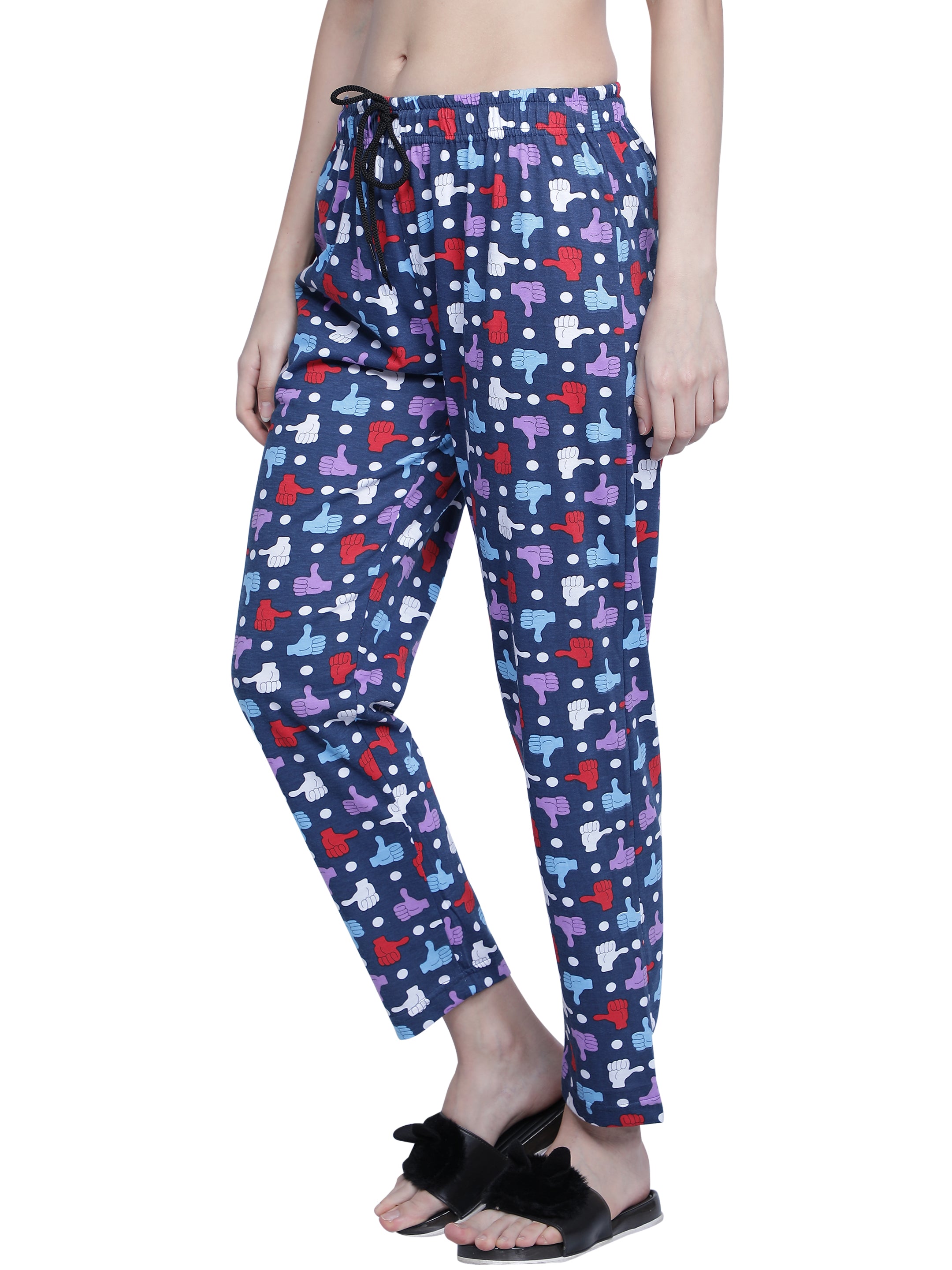 Women's Navy Thumbs Up Pyjama - Quirky & Comfortable Loungewear