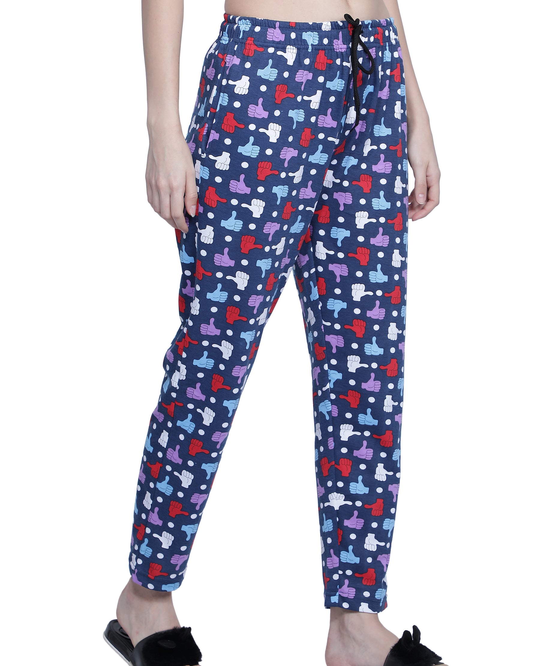 Women's Navy Thumbs Up Pyjama - Quirky & Comfortable Loungewear