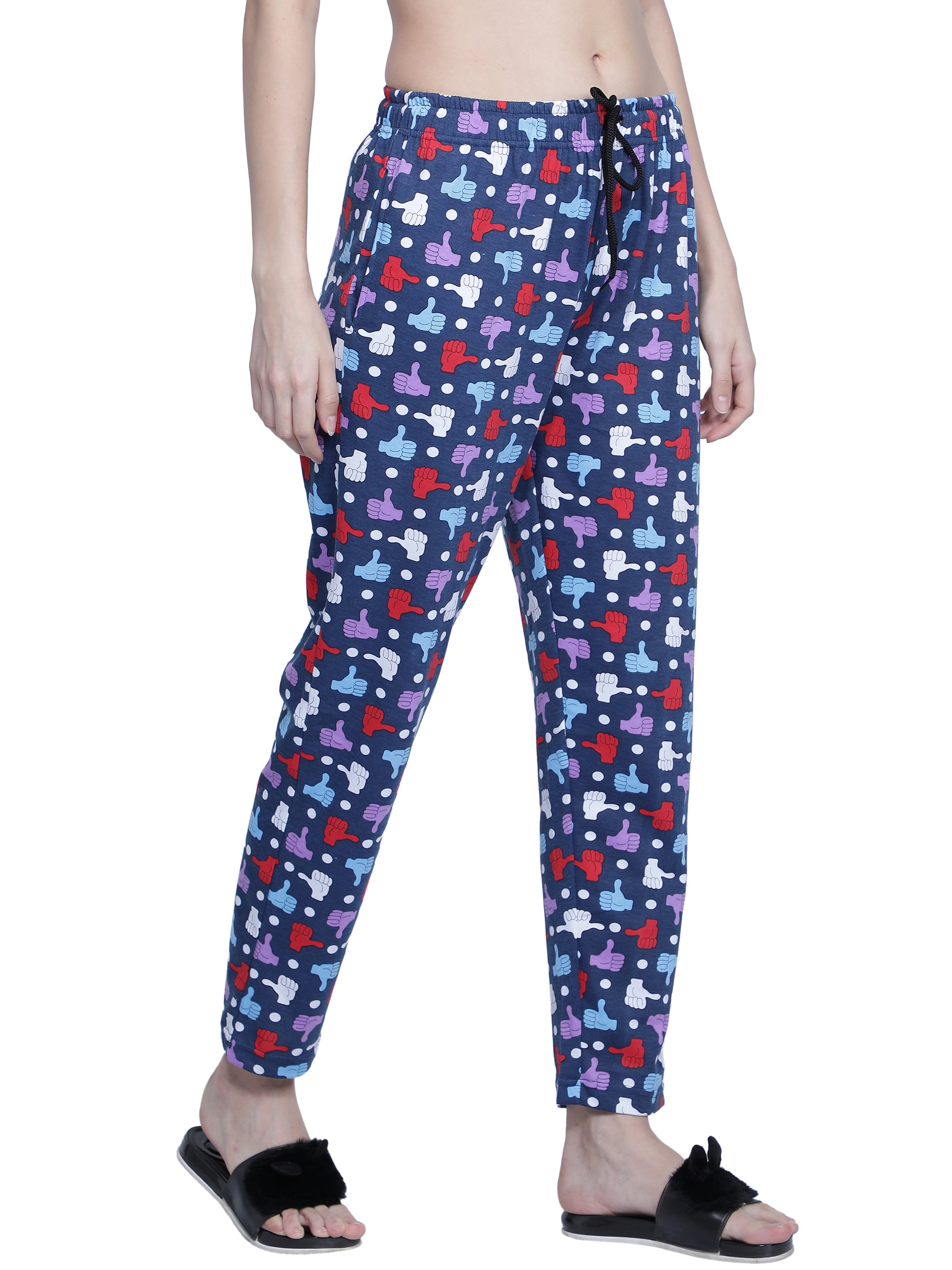 Women's Navy Thumbs Up Pyjama - Quirky & Comfortable Loungewear