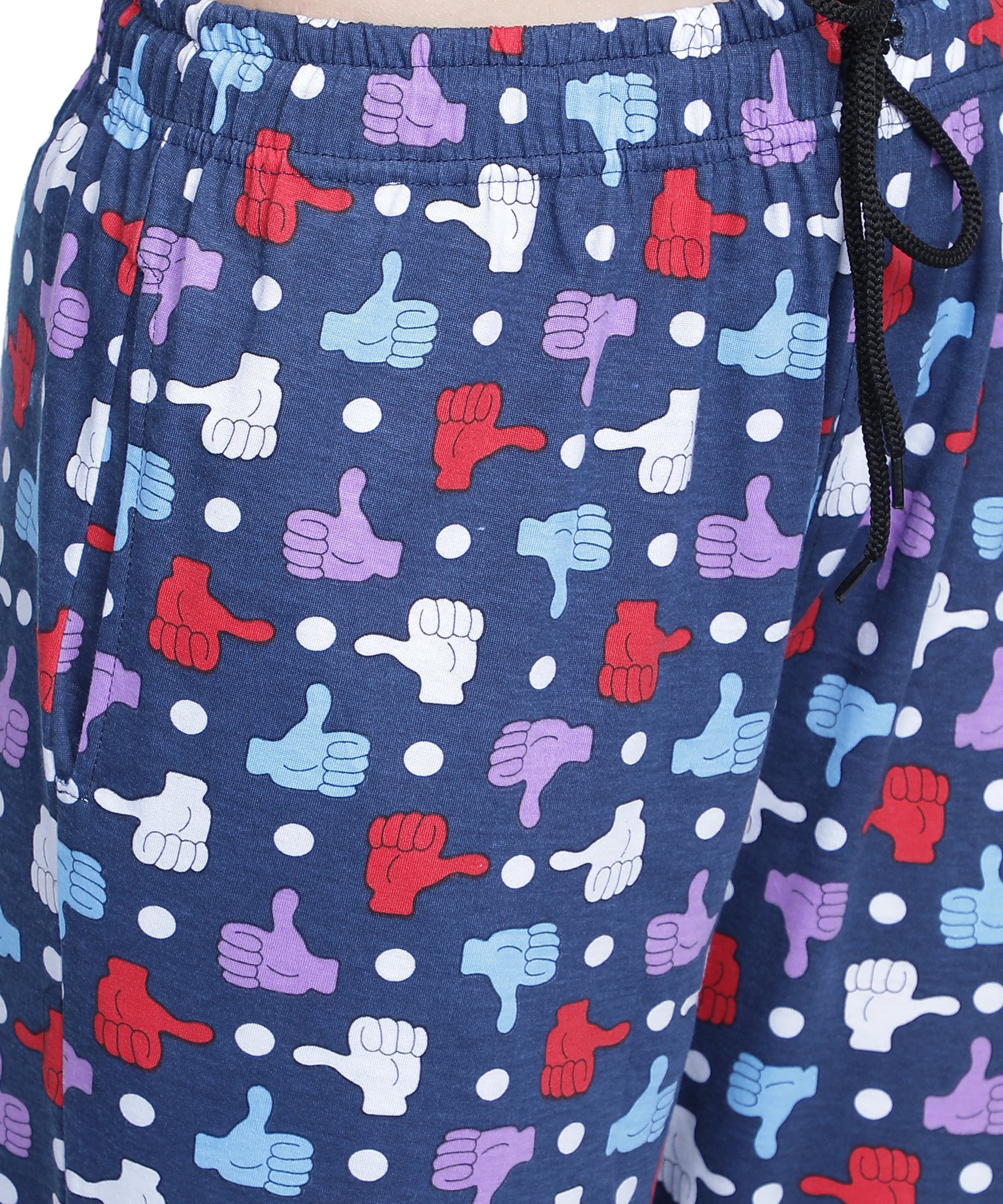 Women's Navy Thumbs Up Pyjama - Quirky & Comfortable Loungewear
