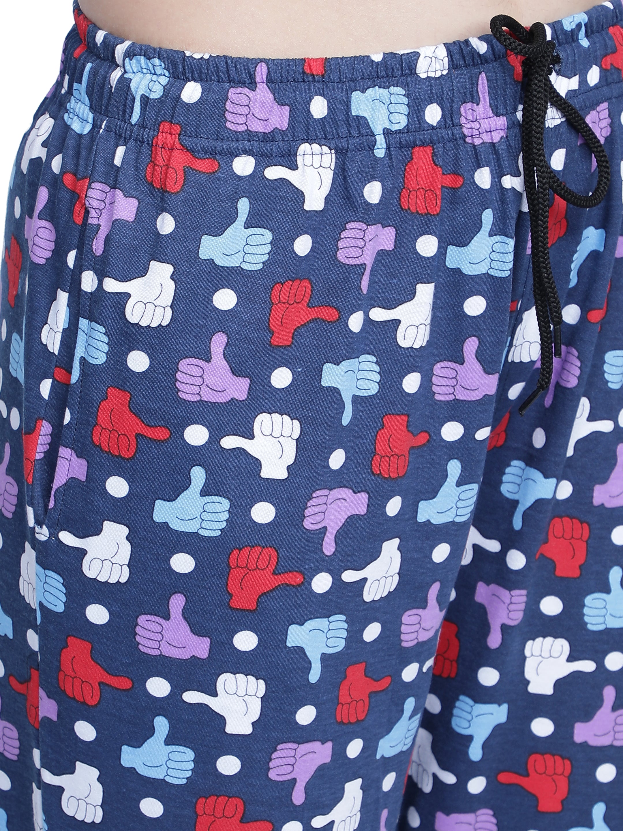 Women's Navy Thumbs Up Pyjama - Quirky & Comfortable Loungewear