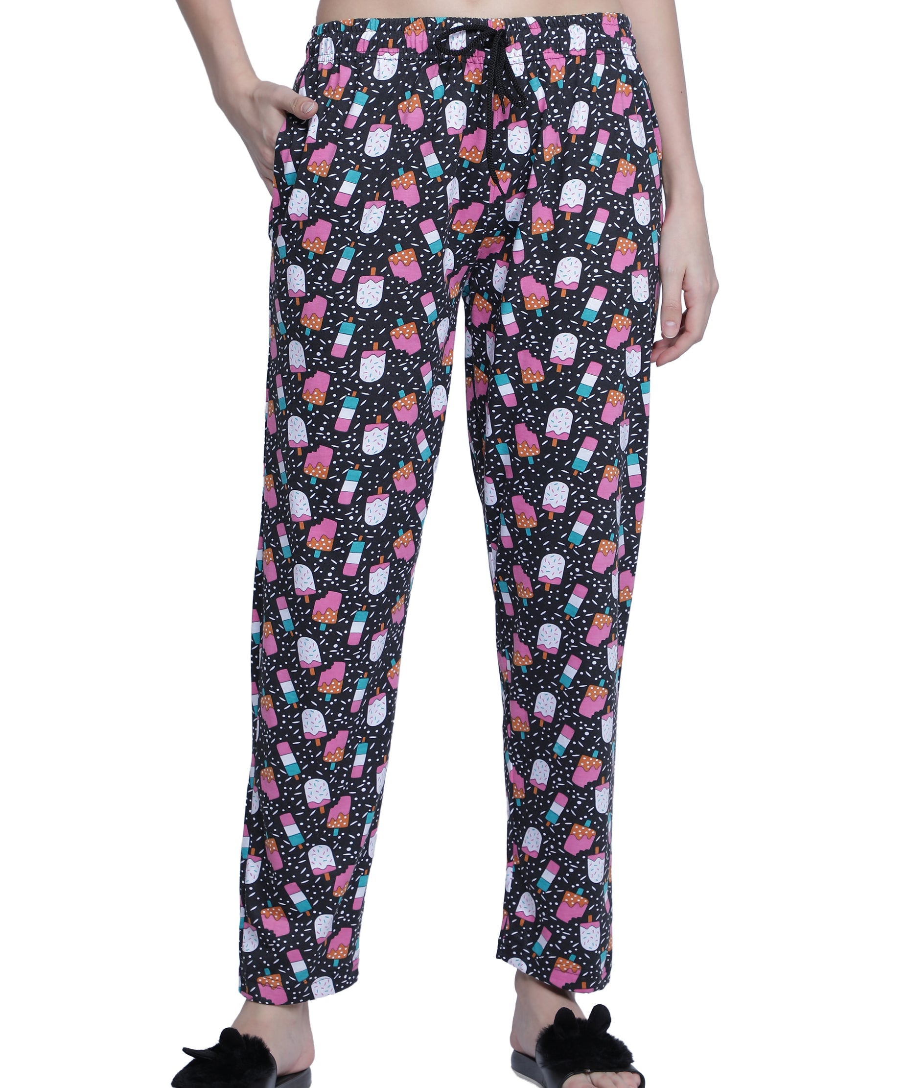 Women's Black Ice Cream Pyjama - Playful & Comfortable Loungewear