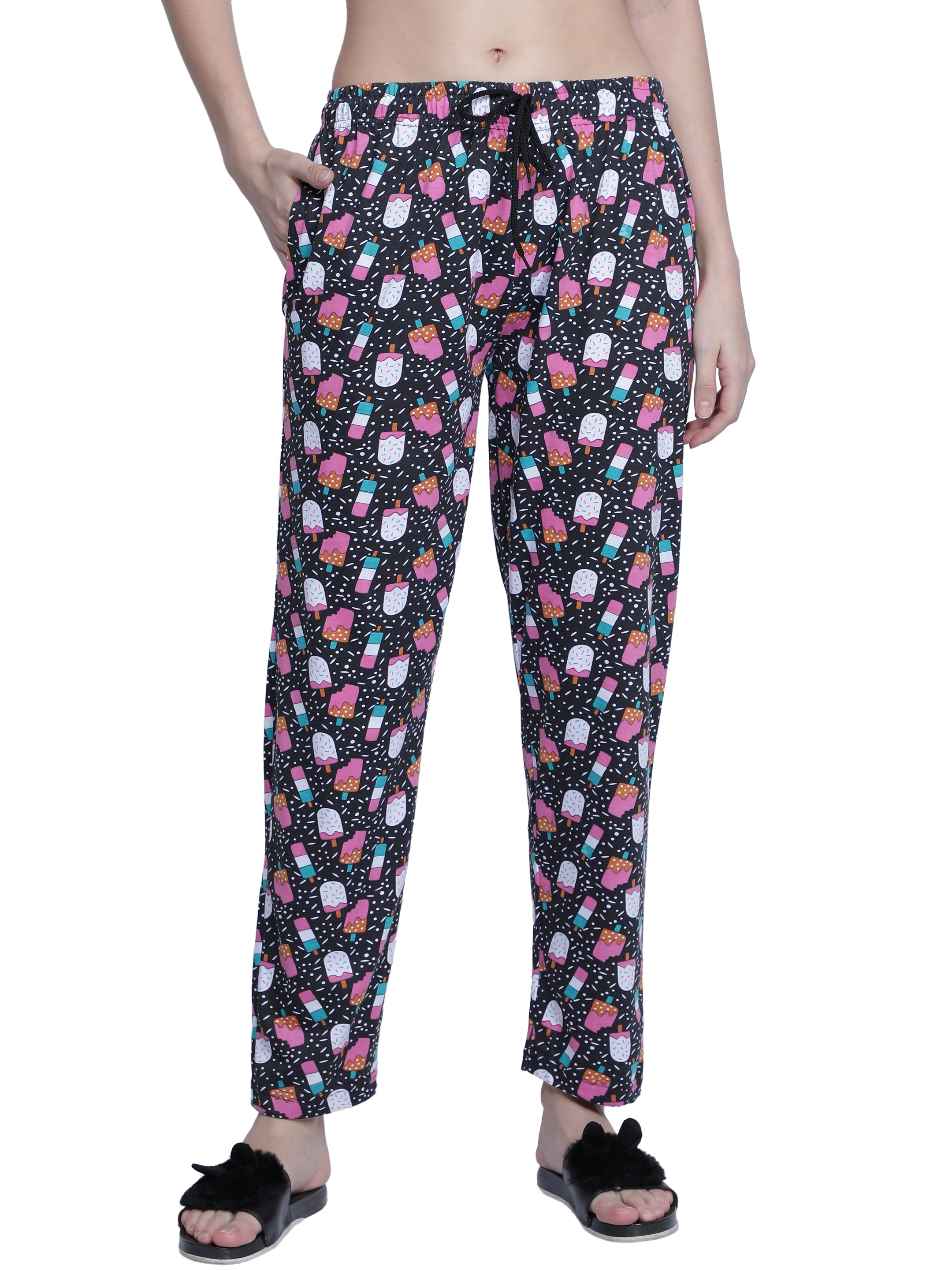 Women's Black Ice Cream Pyjama - Playful & Comfortable Loungewear