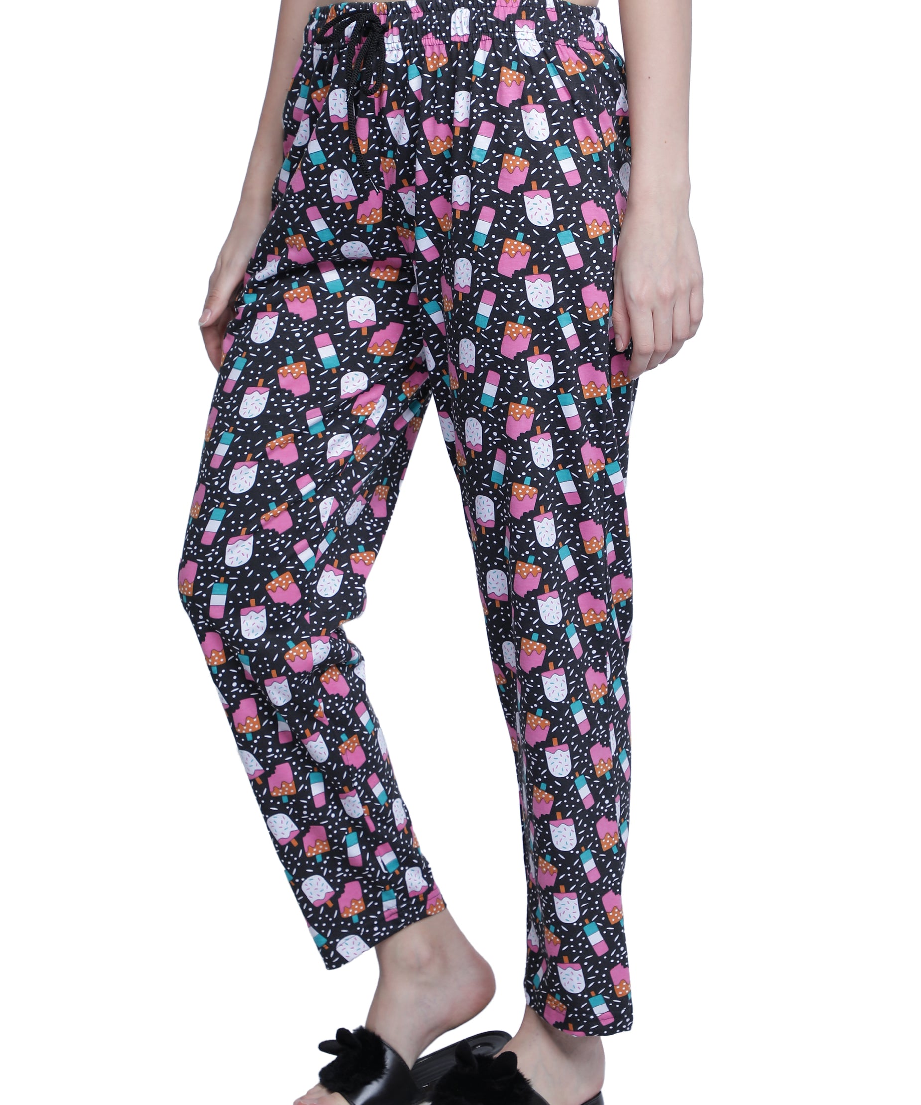 Women's Black Ice Cream Pyjama - Playful & Comfortable Loungewear