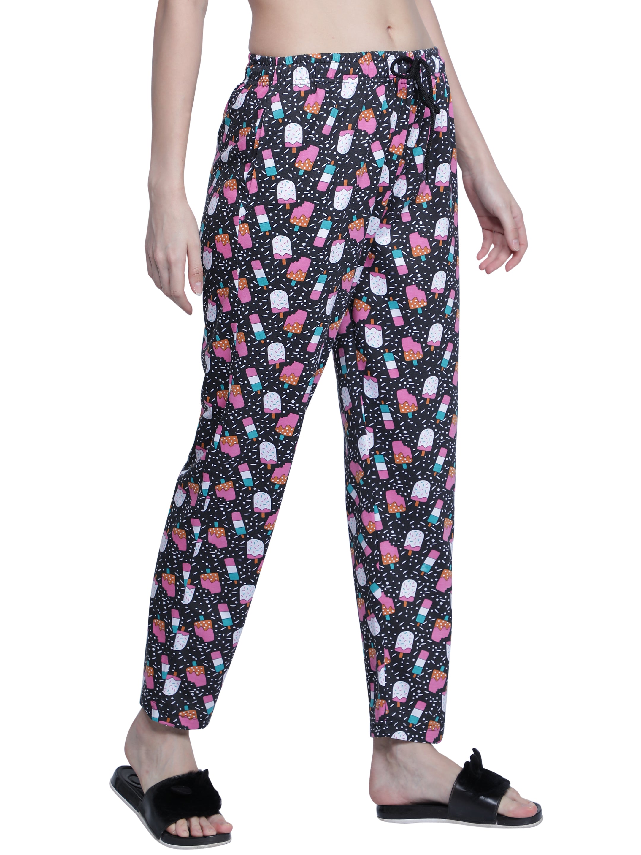 Women's Black Ice Cream Pyjama - Playful & Comfortable Loungewear