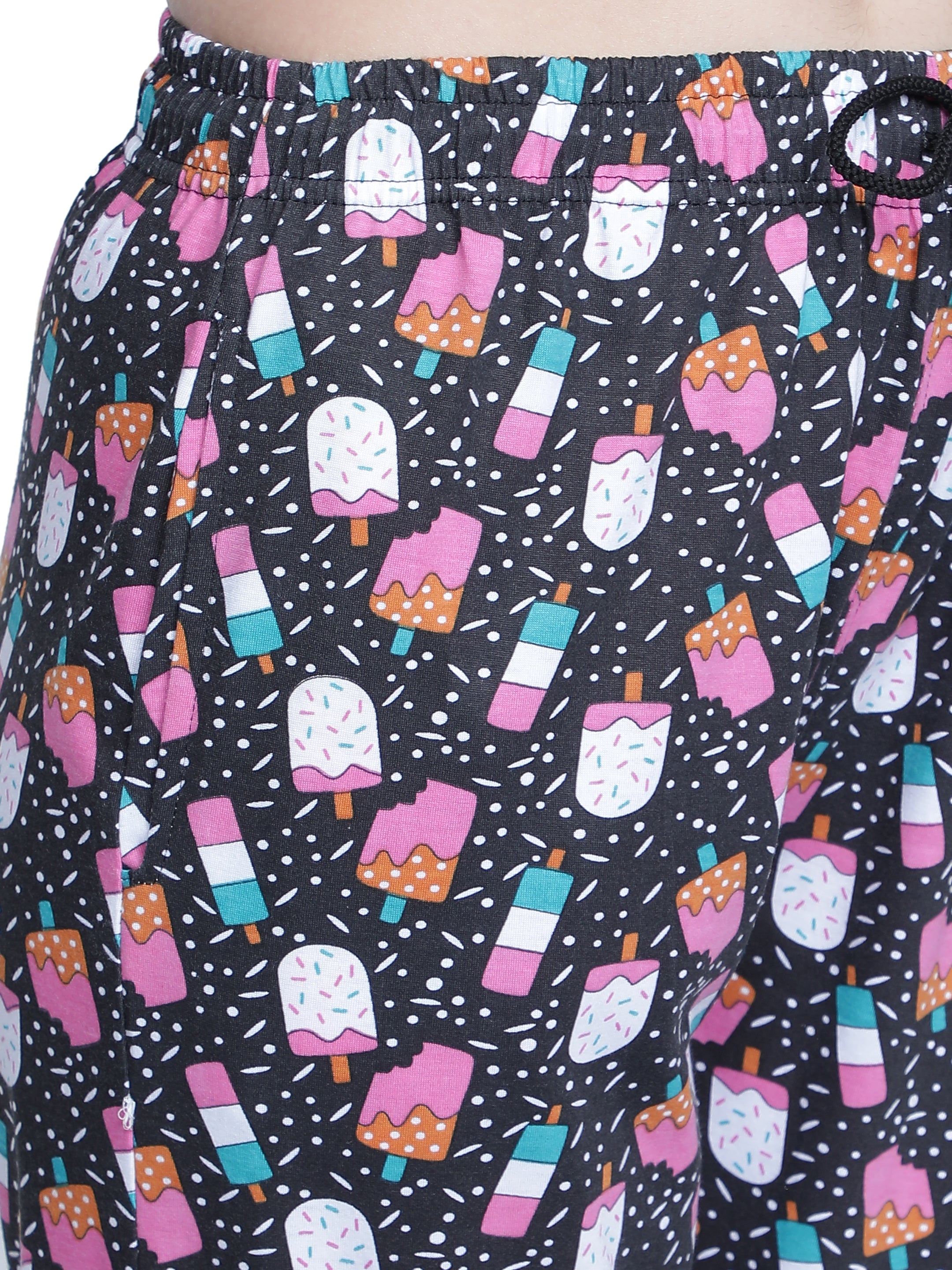 Women's Black Ice Cream Pyjama - Playful & Comfortable Loungewear