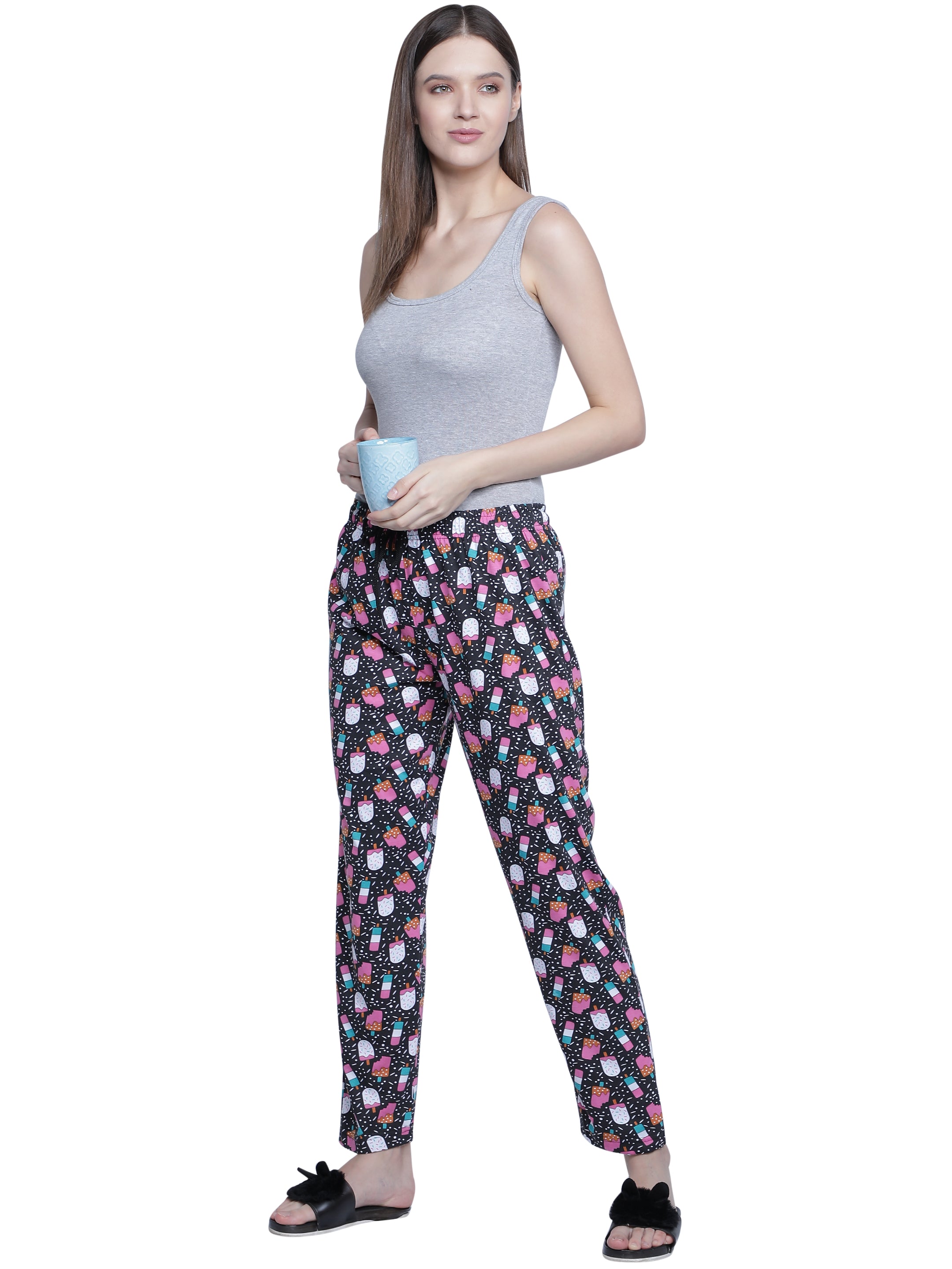 Women's Black Ice Cream Pyjama - Playful & Comfortable Loungewear