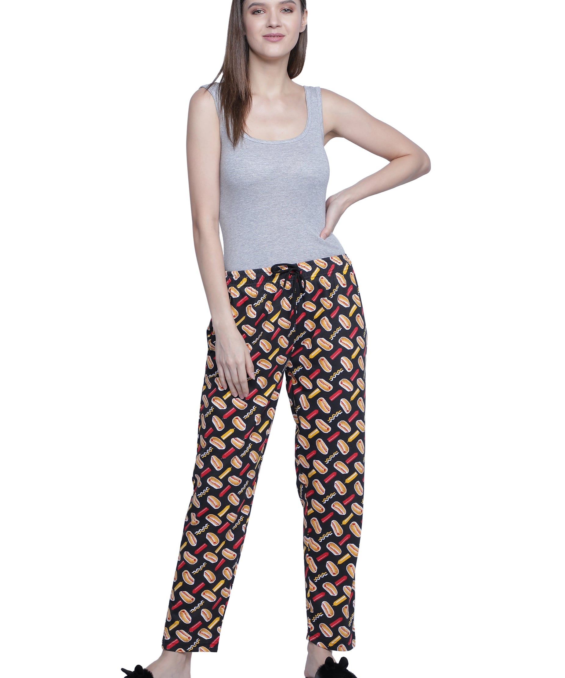 Women's Black Burger Pyjama - Fun & Comfortable Loungewear