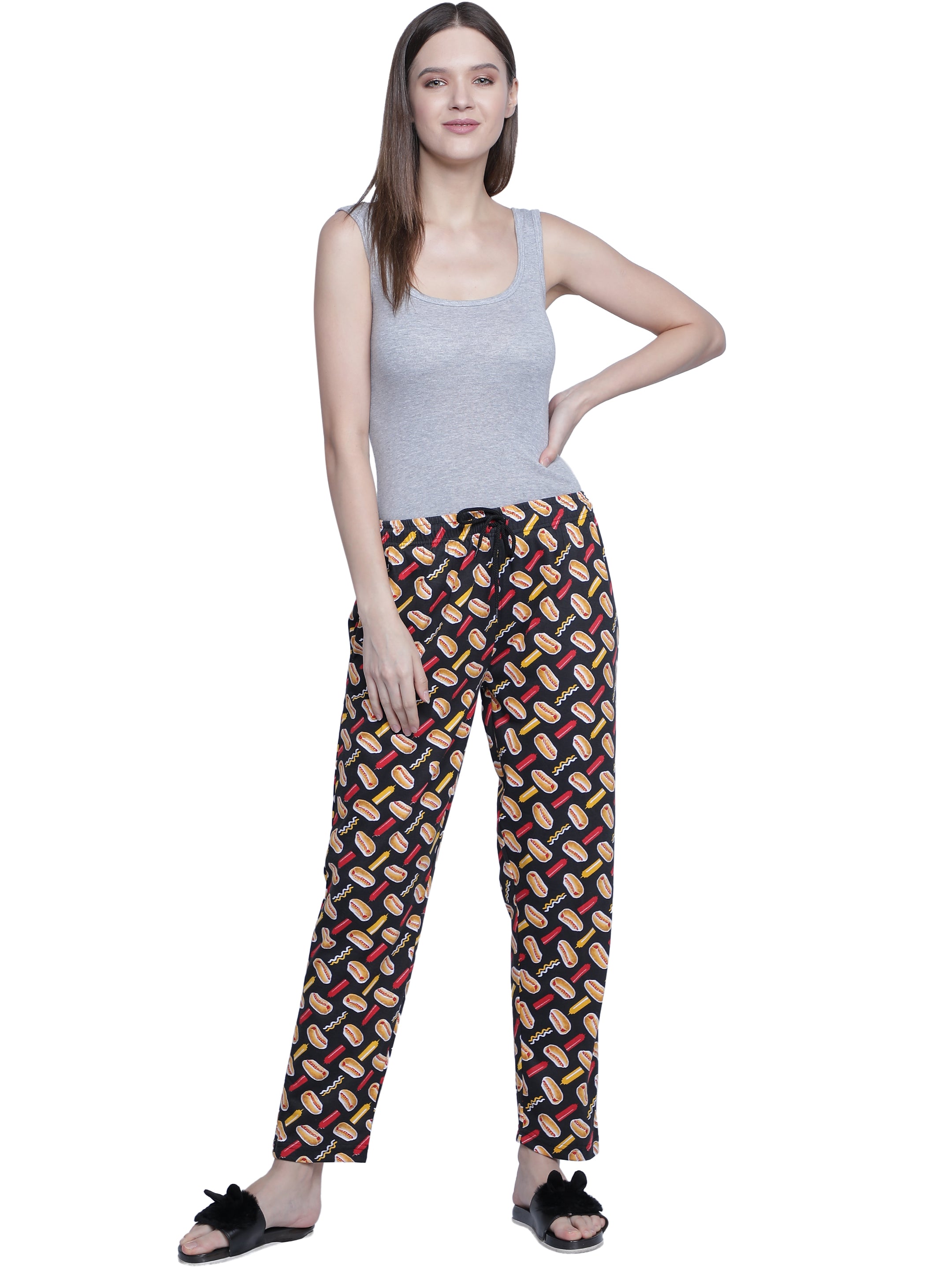 Women's Black Burger Pyjama - Fun & Comfortable Loungewear