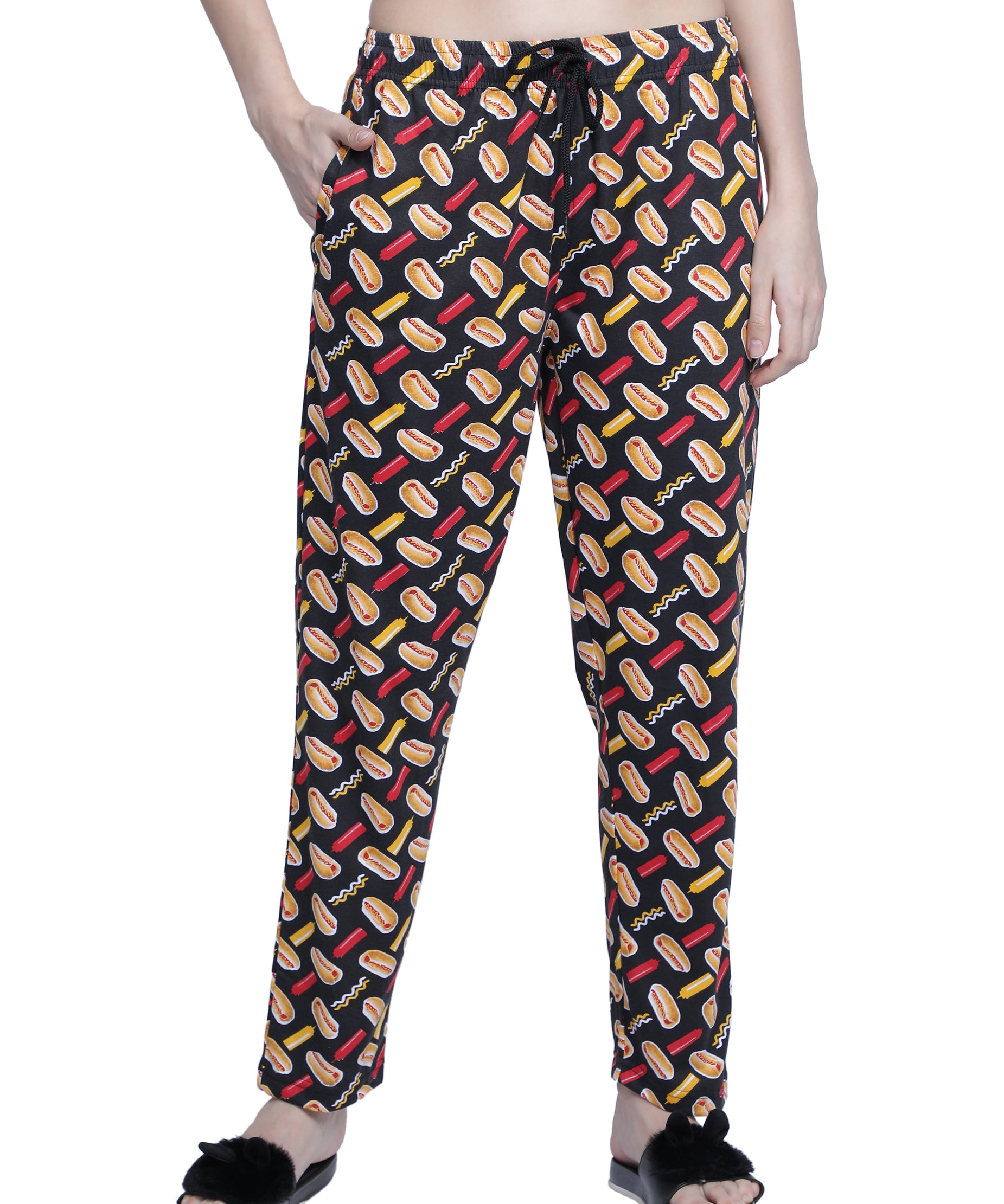 Women's Black Burger Pyjama - Fun & Comfortable Loungewear