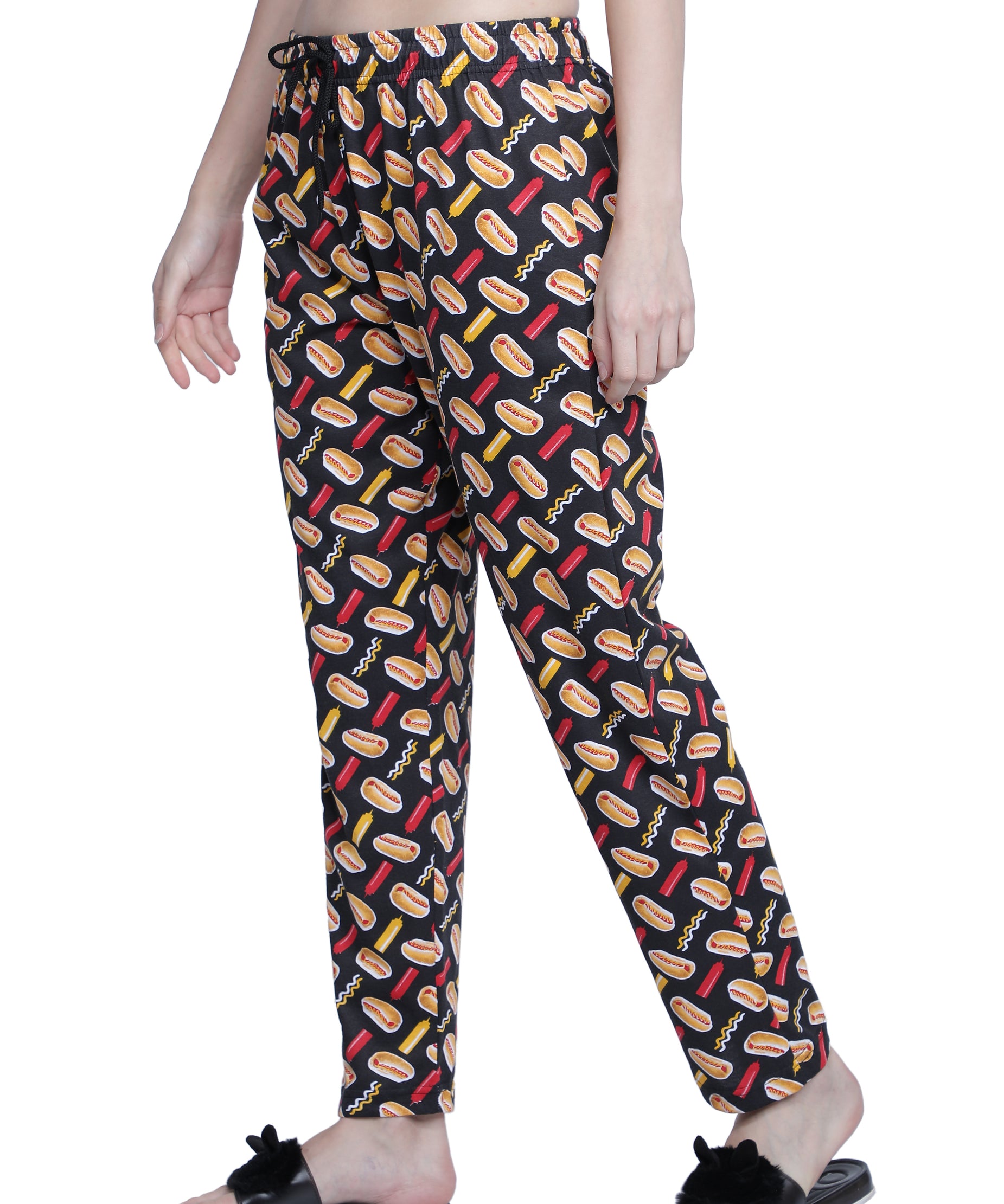 Women's Black Burger Pyjama - Fun & Comfortable Loungewear