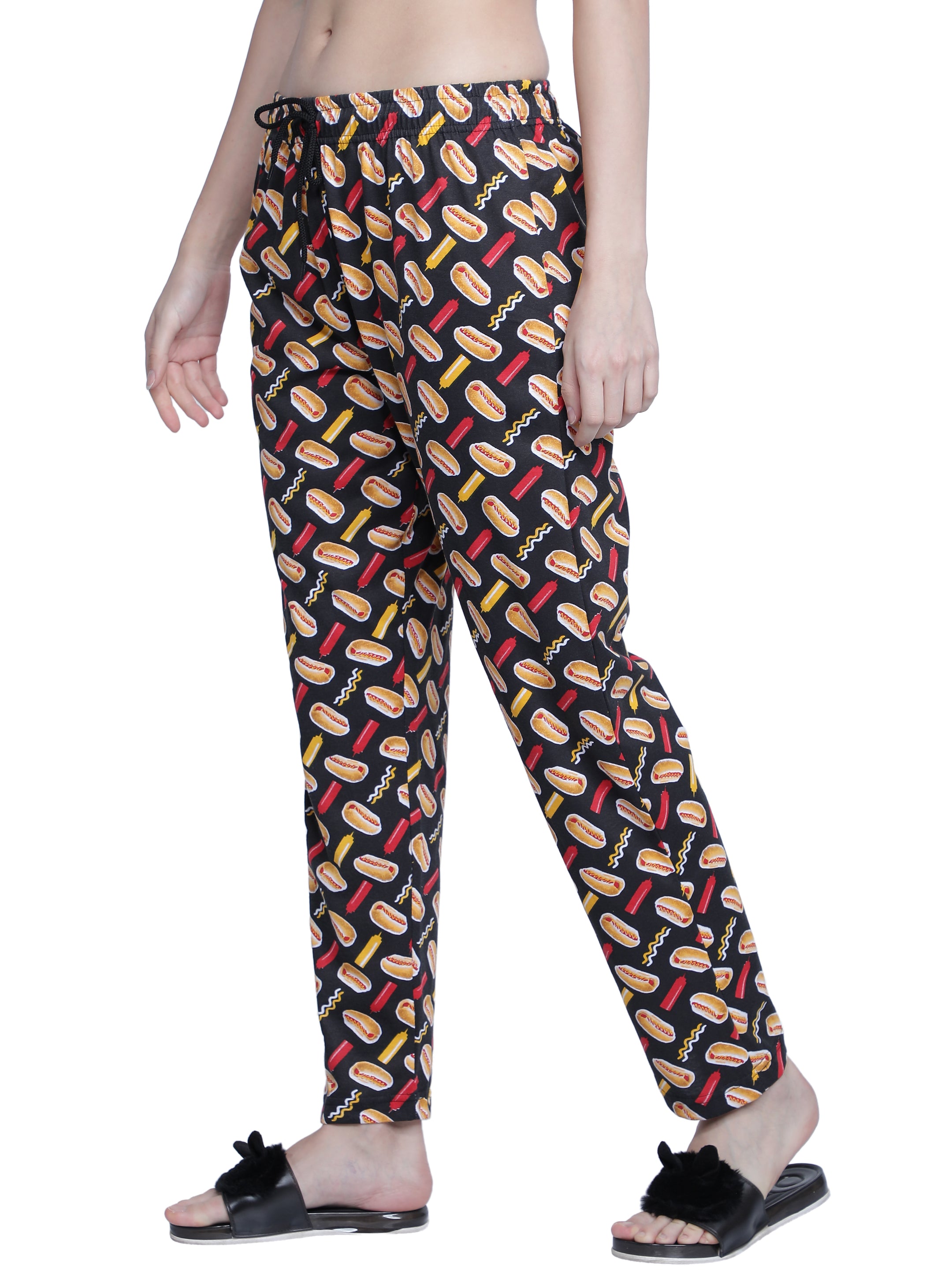 Women's Black Burger Pyjama - Fun & Comfortable Loungewear