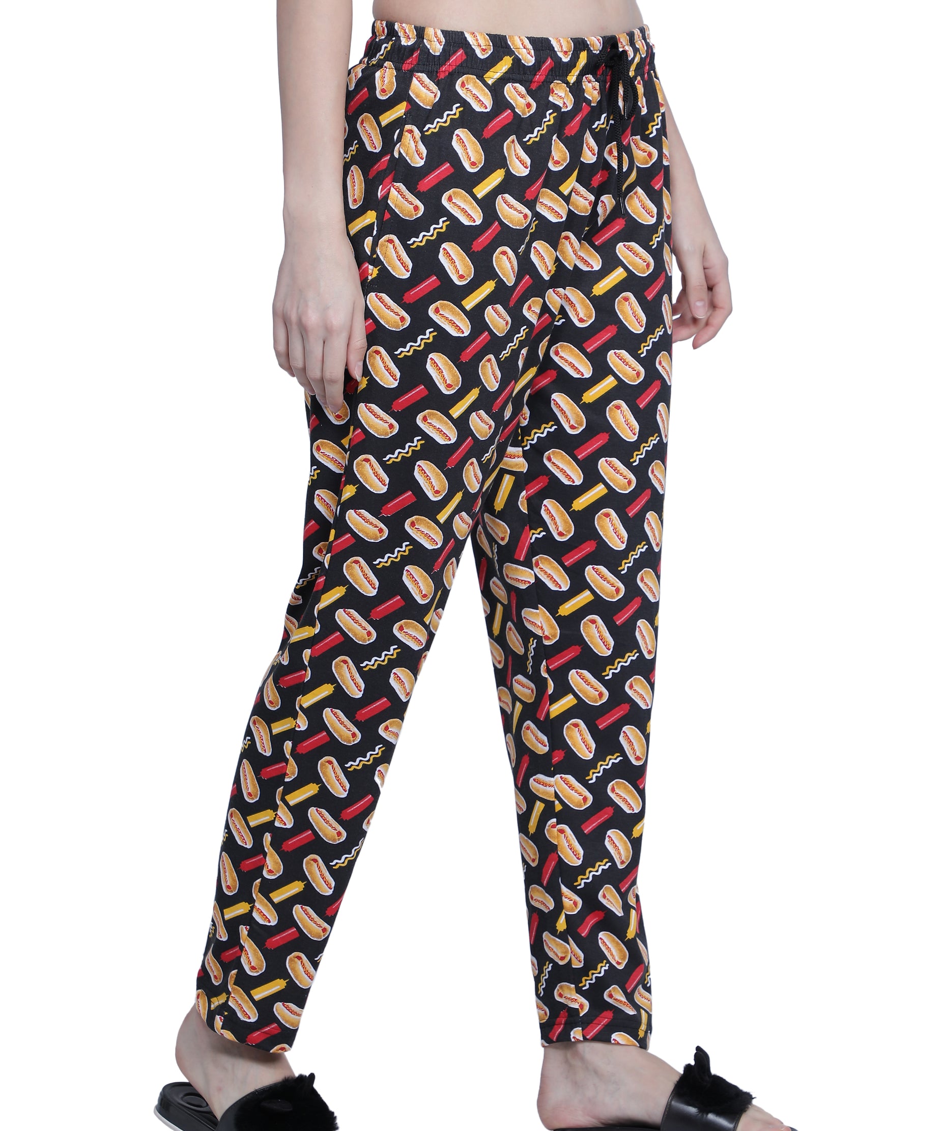 Women's Black Burger Pyjama - Fun & Comfortable Loungewear