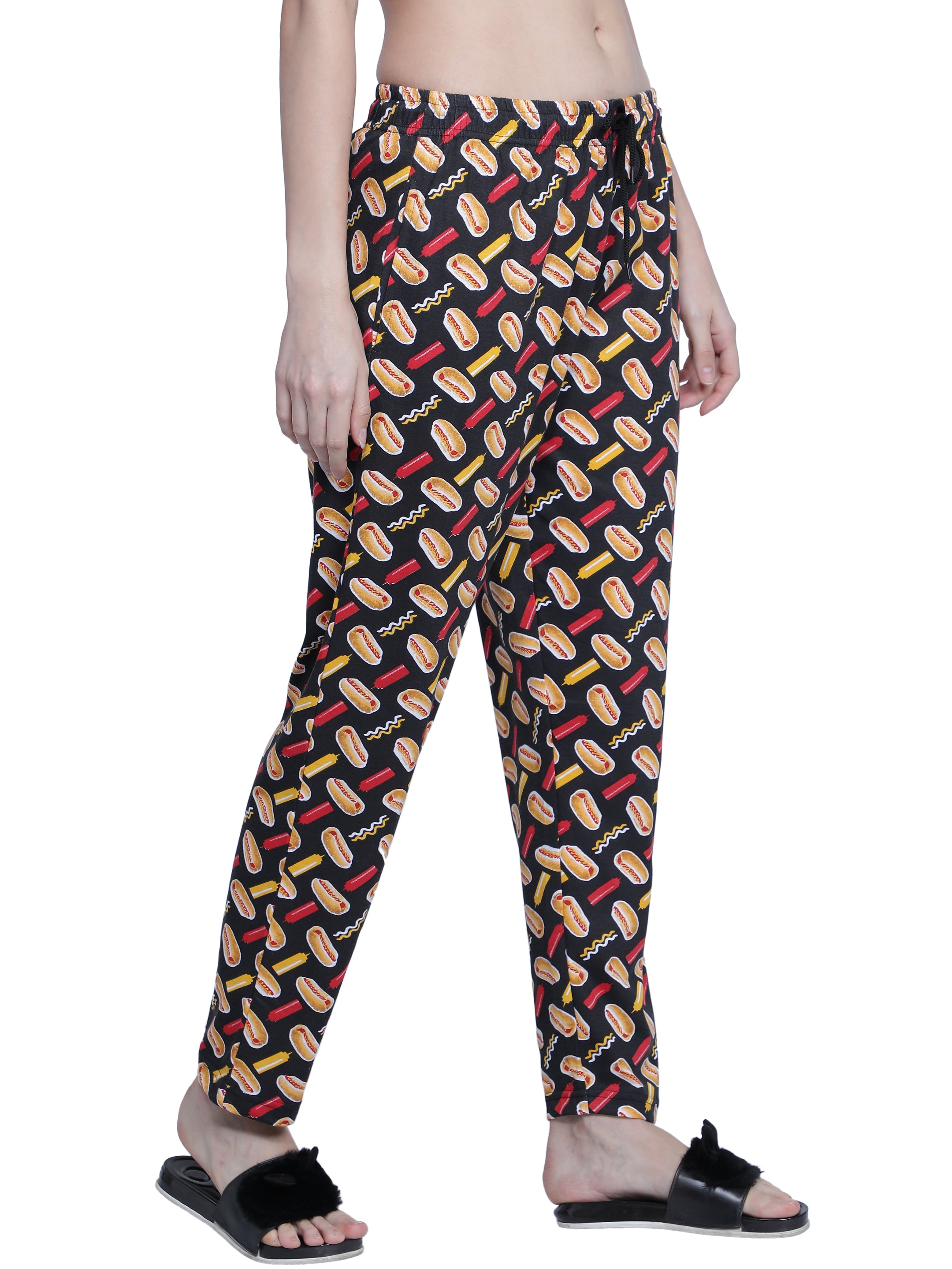 Women's Black Burger Pyjama - Fun & Comfortable Loungewear
