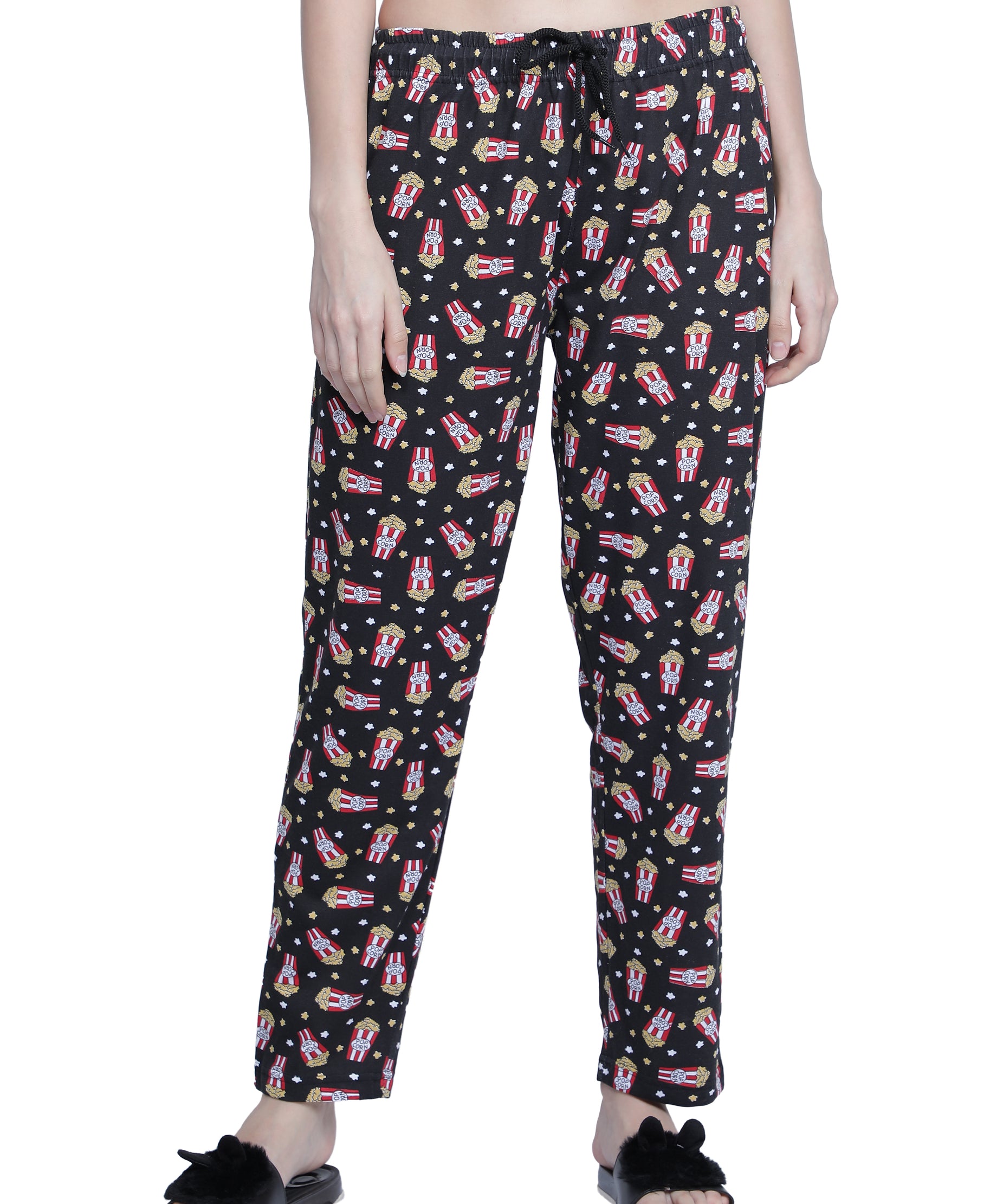 Women's Black Popcorn Pyjama - Entertaining & Comfortable Loungewear