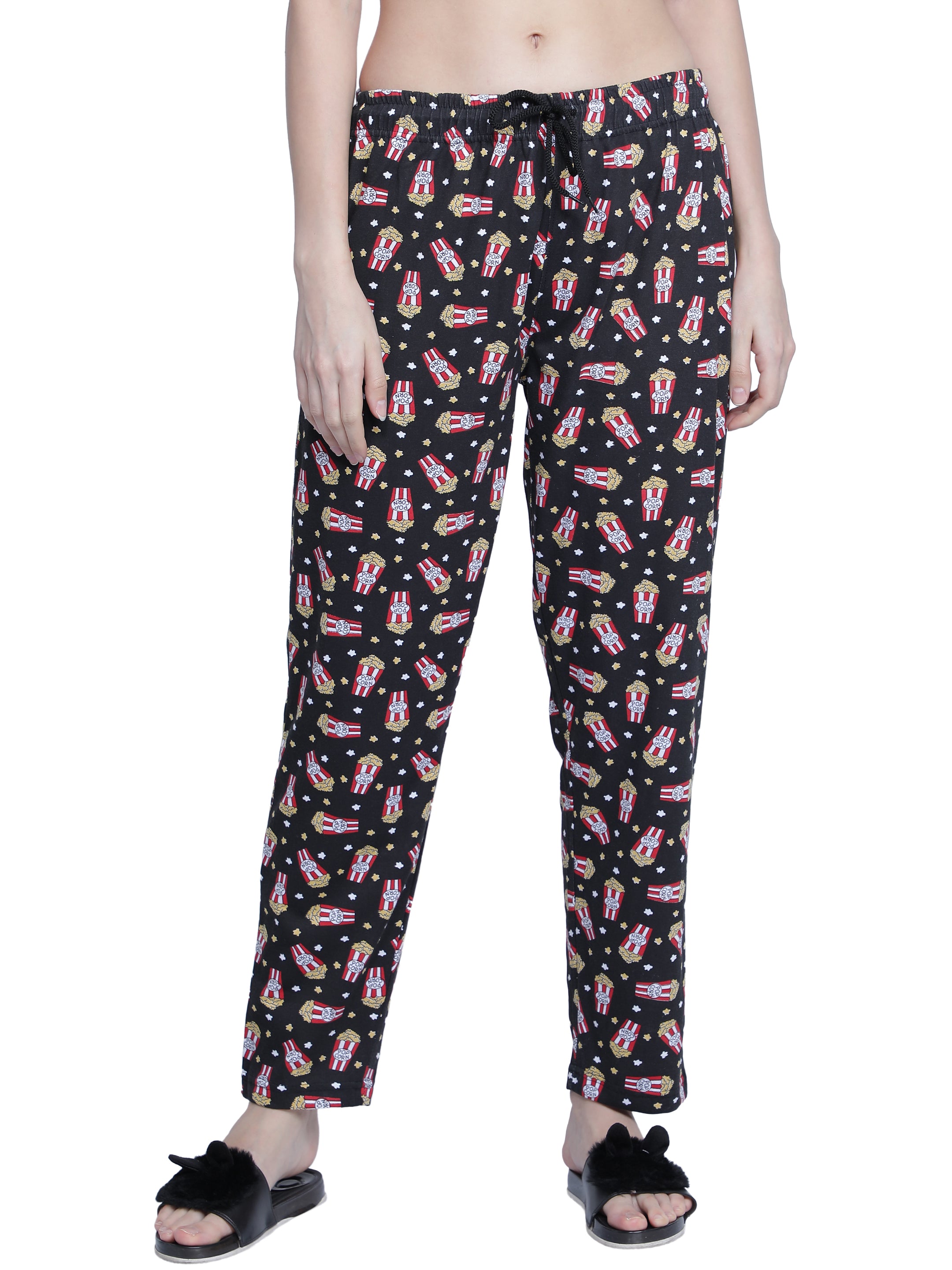 Women's Black Popcorn Pyjama - Entertaining & Comfortable Loungewear