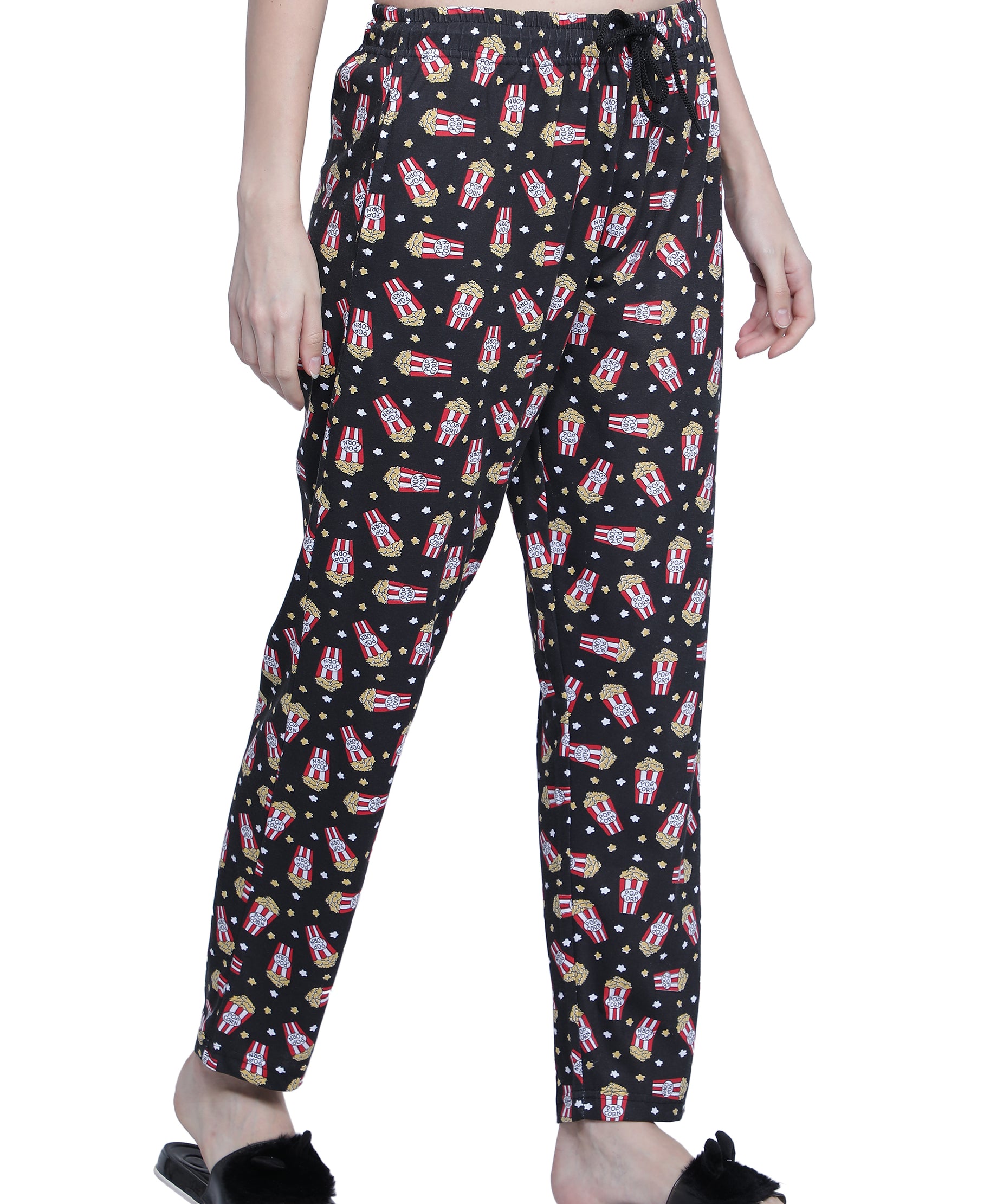 Women's Black Popcorn Pyjama - Entertaining & Comfortable Loungewear