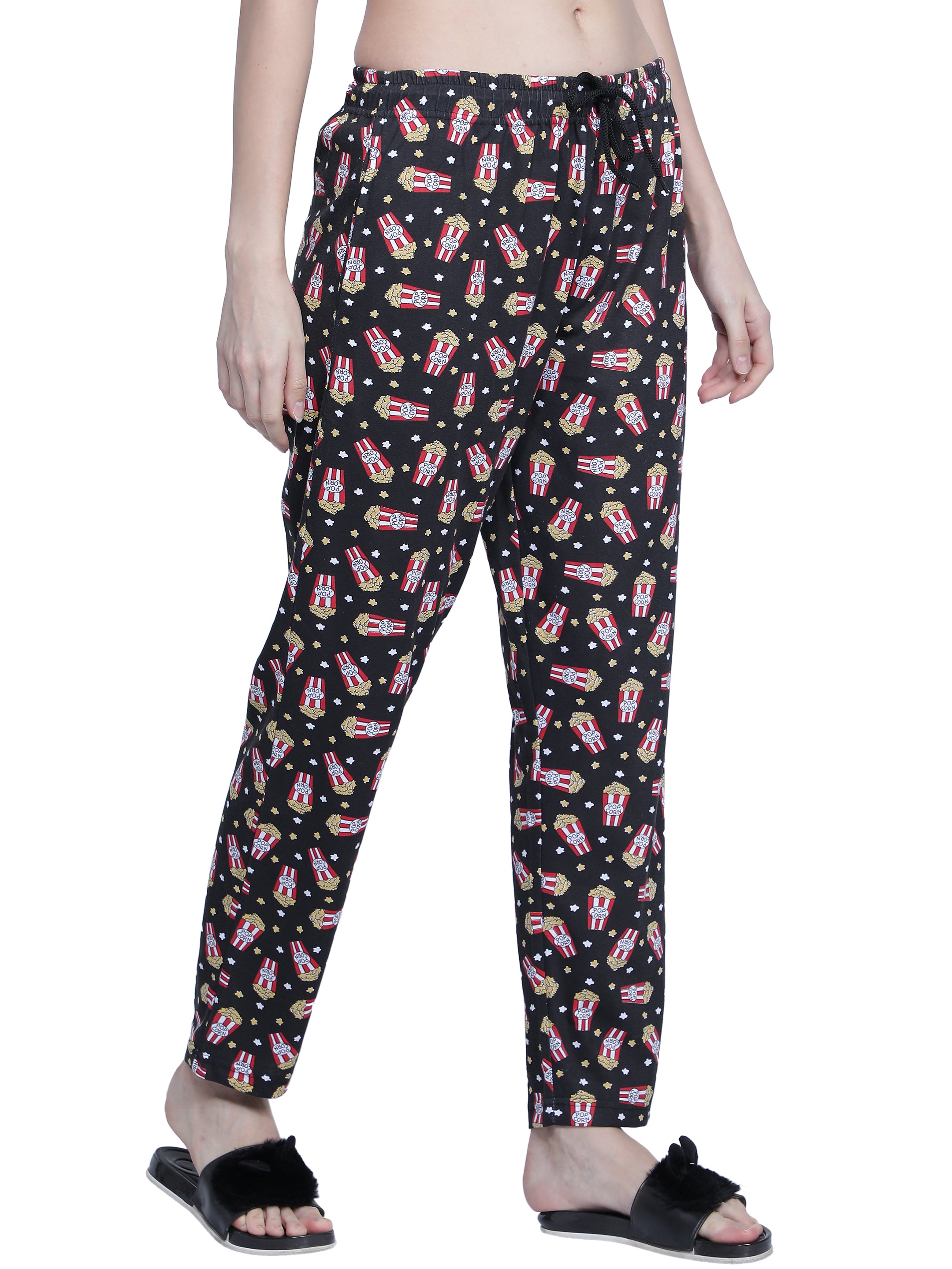 Women's Black Popcorn Pyjama - Entertaining & Comfortable Loungewear