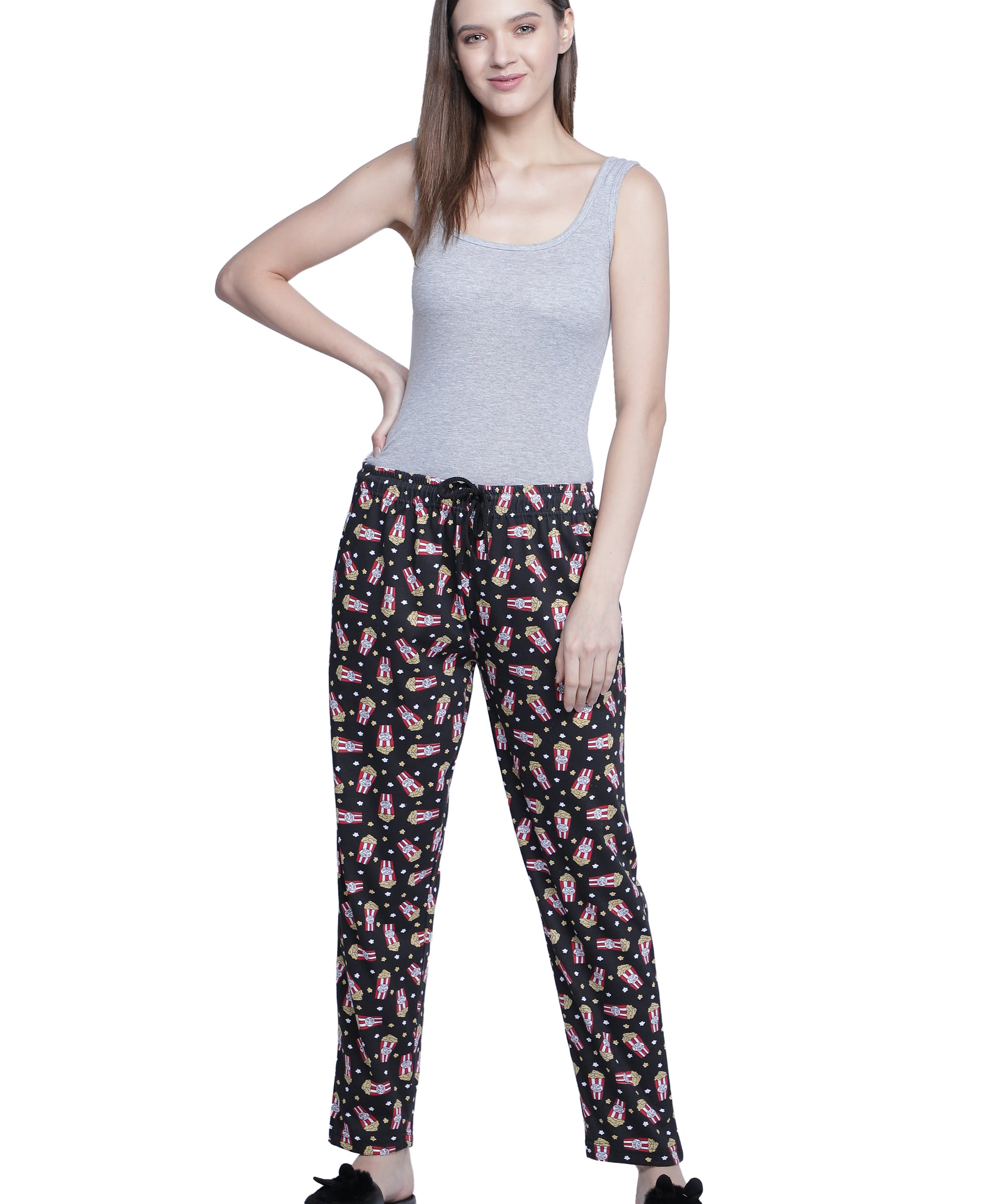 Women's Black Popcorn Pyjama - Entertaining & Comfortable Loungewear