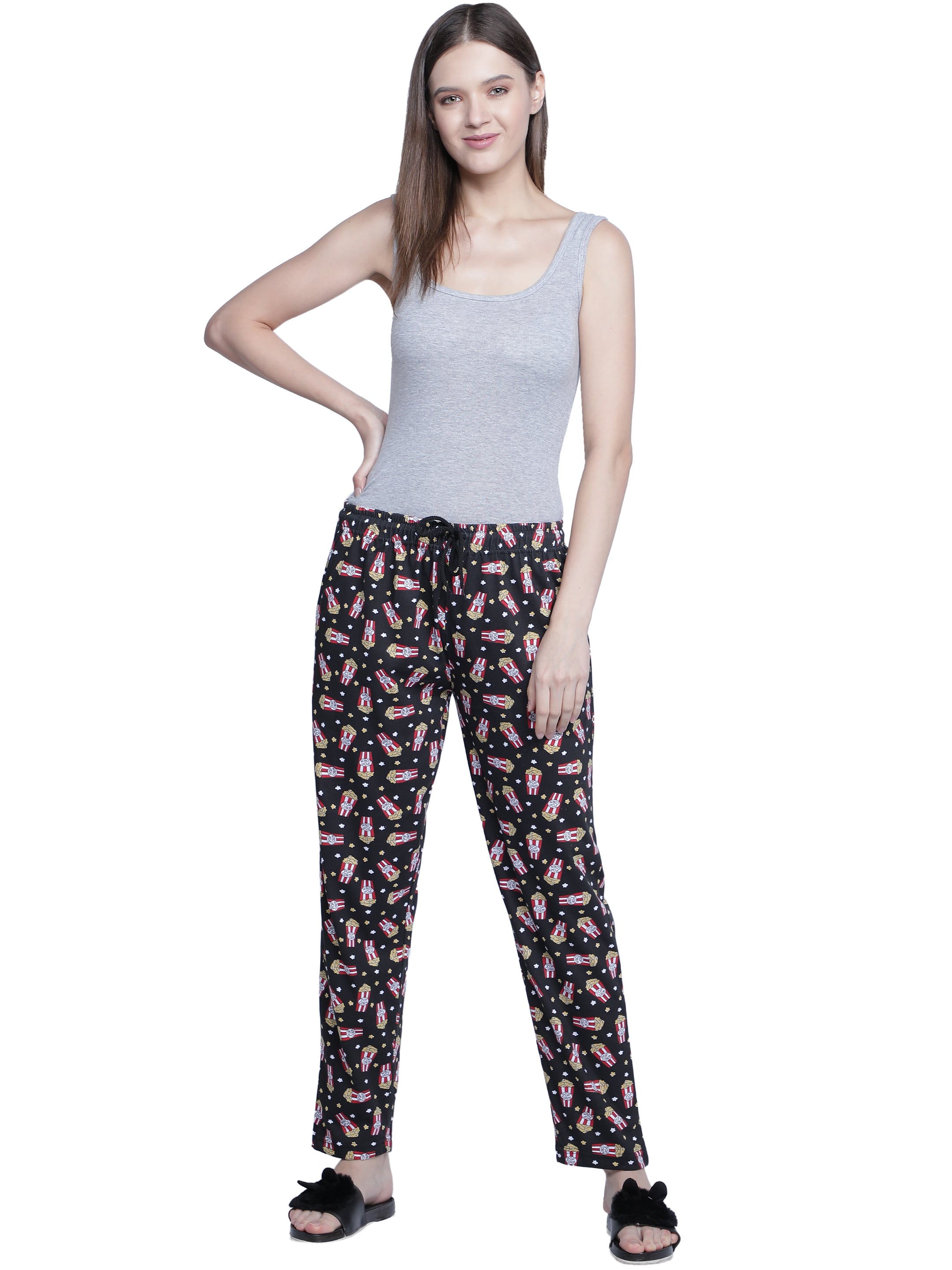 Women's Black Popcorn Pyjama - Entertaining & Comfortable Loungewear