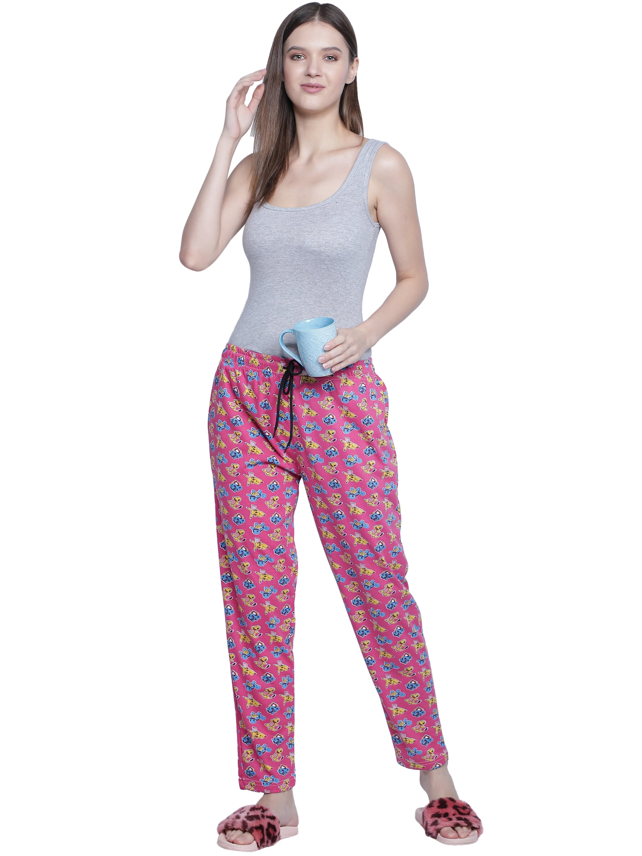 Women's Pink Dino Pyjama - Adventurous & Comfortable Loungewear