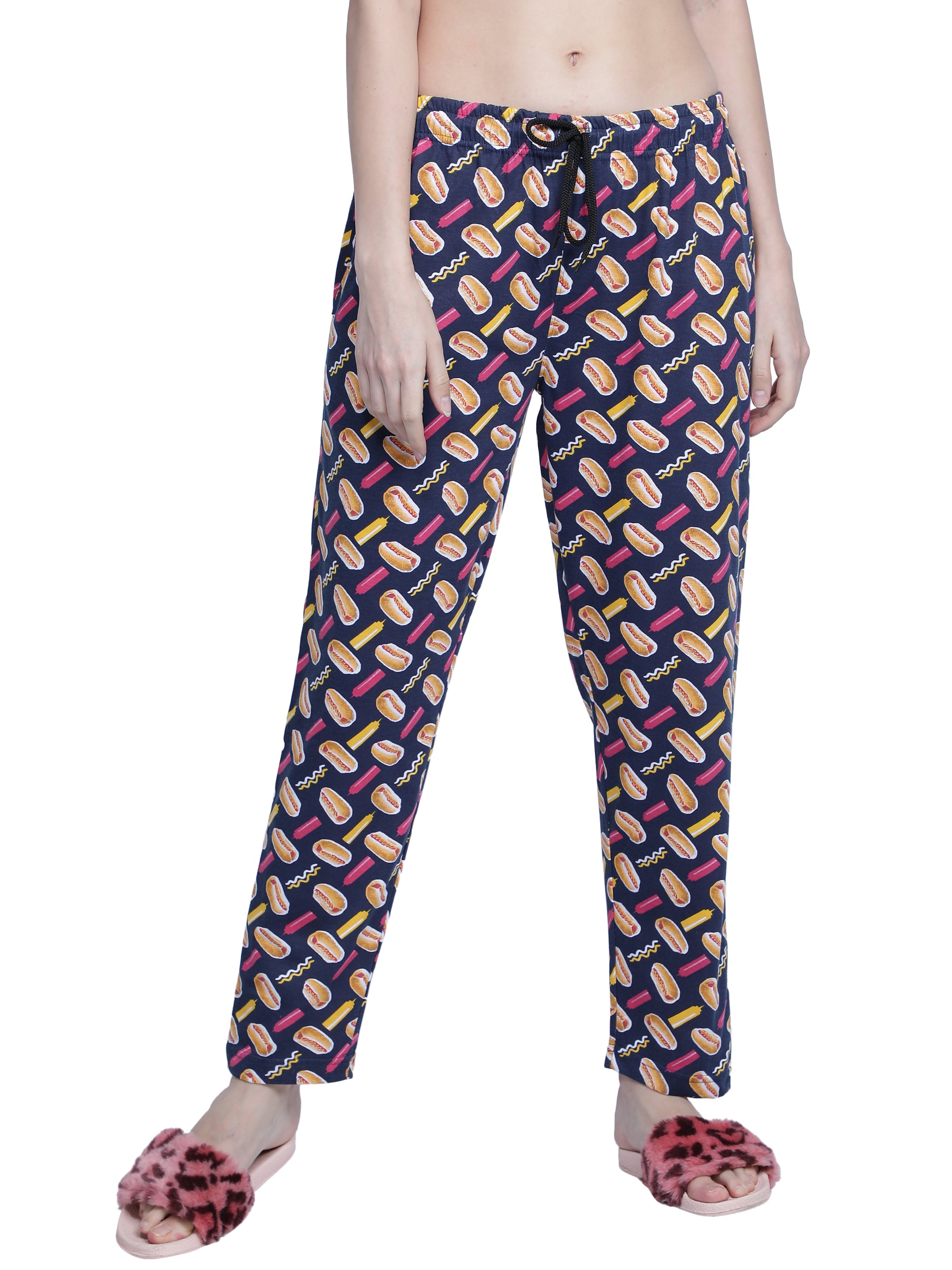 Women's Navy Burger Pyjama - Whimsical & Comfortable Loungewear