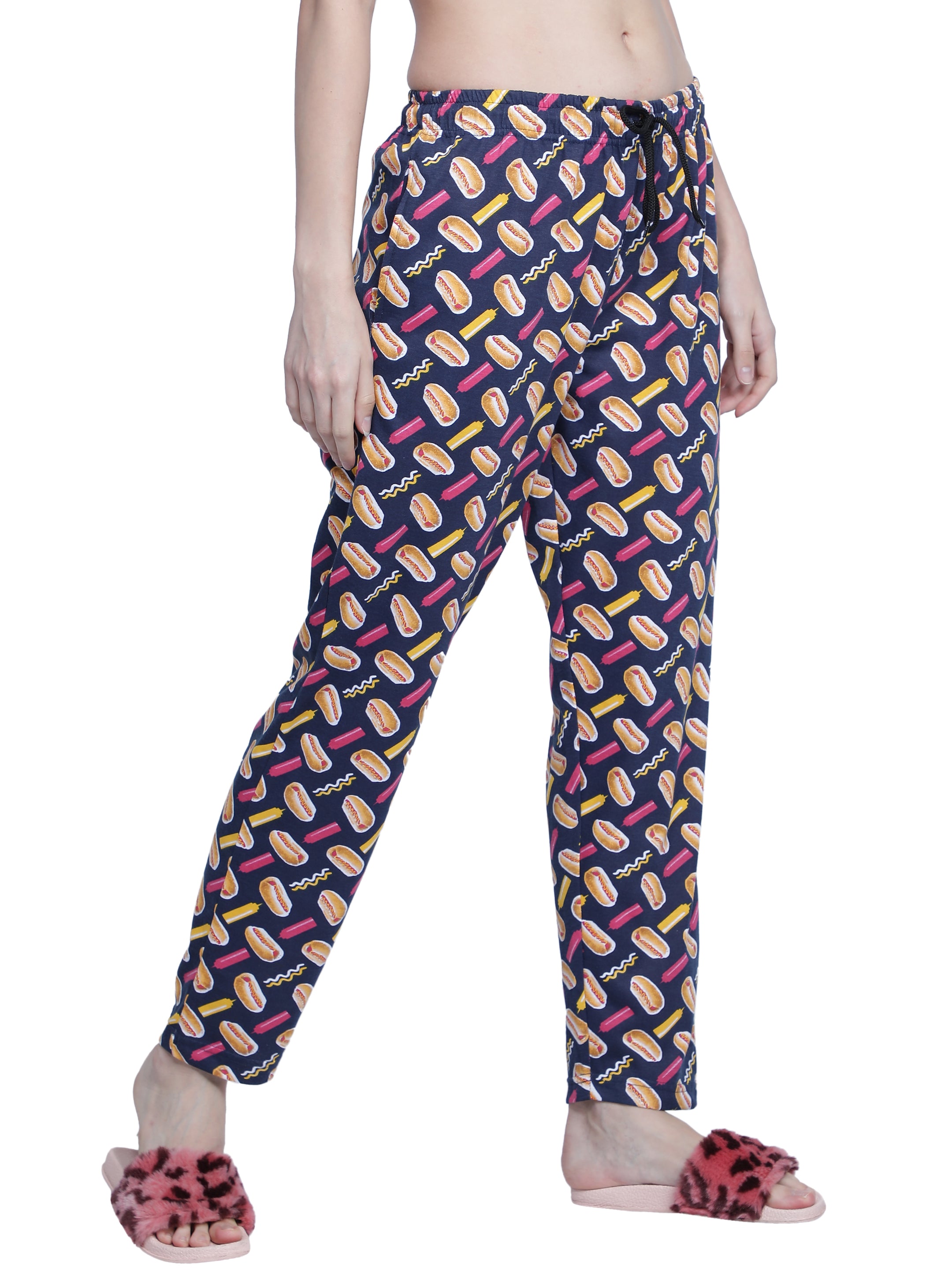 Women's Navy Burger Pyjama - Whimsical & Comfortable Loungewear