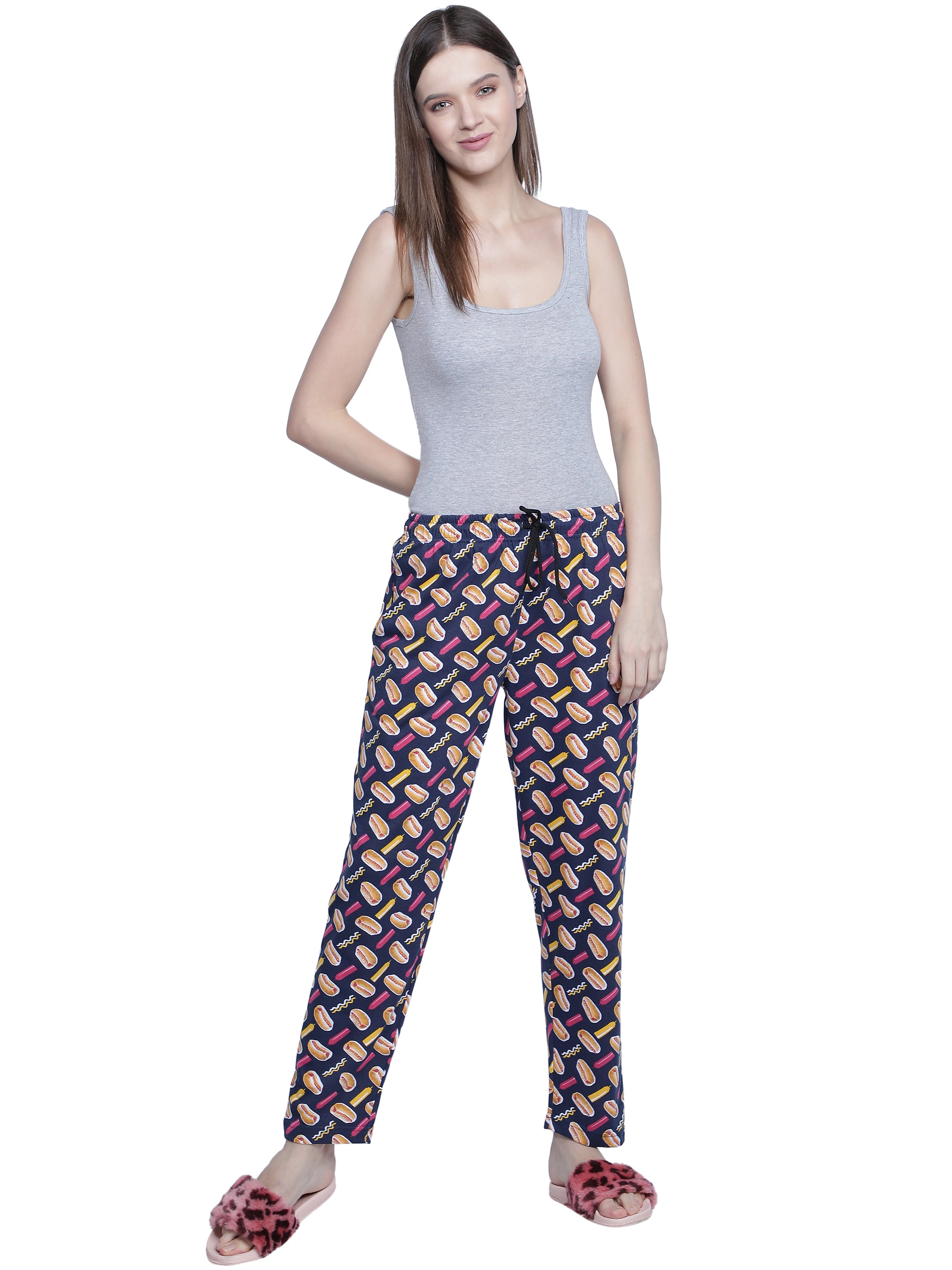 Women's Navy Burger Pyjama - Whimsical & Comfortable Loungewear