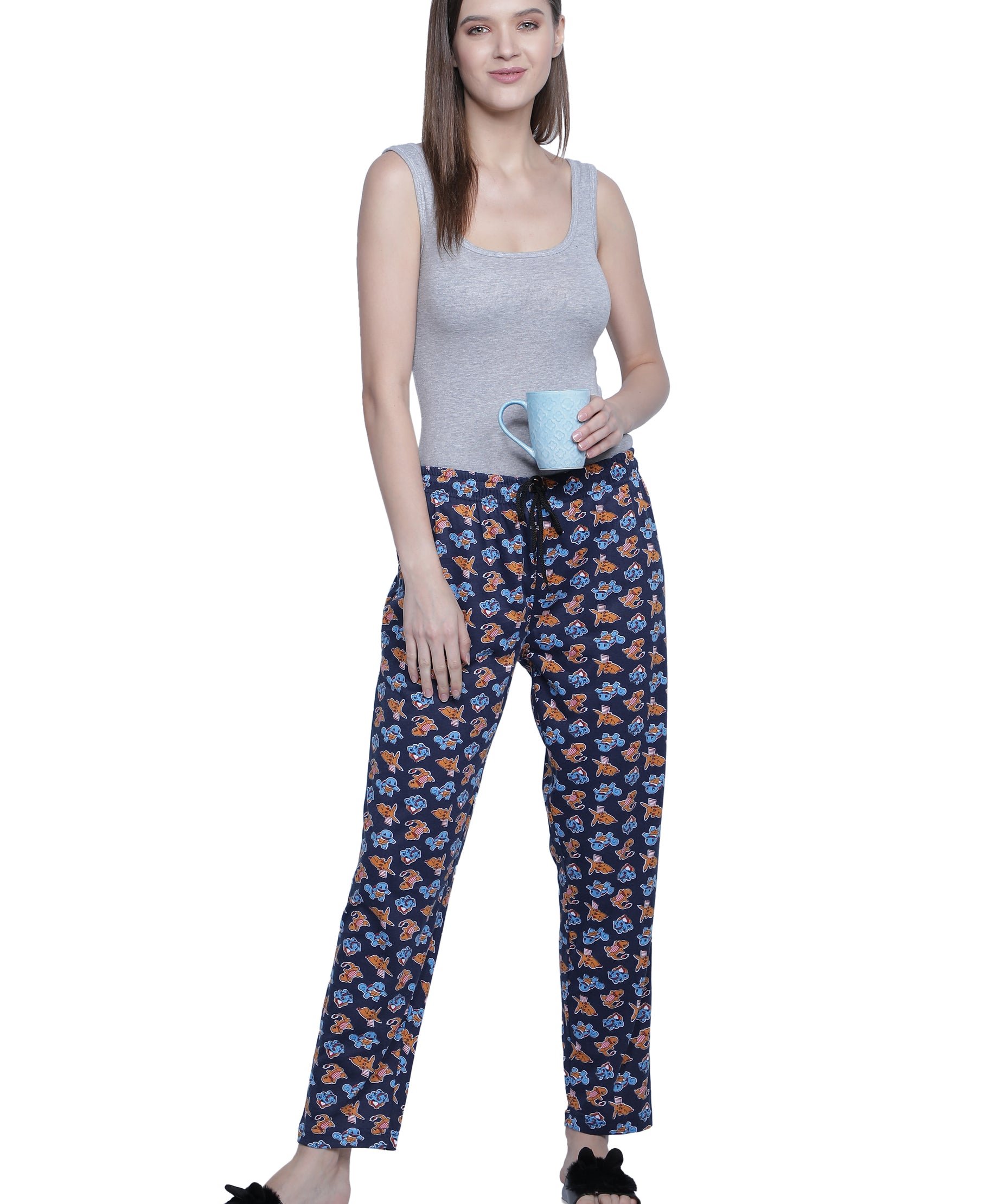 Women's Navy Dino Pyjama - Playful & Comfortable Loungewear